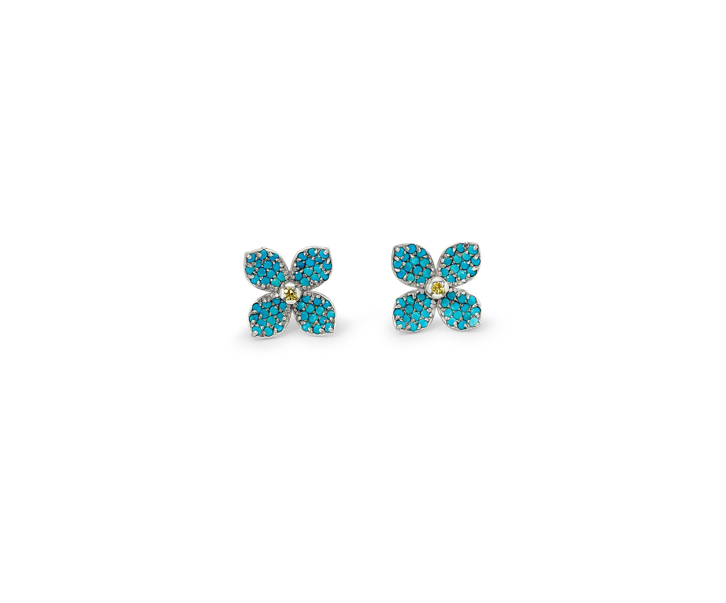 Taglio rotondo Orecchini a perno con nodo Forget me knot in oro 14k in vendita