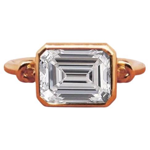 Forget Me Knot Emerald Cut Diamond 0.80ct ring with knots in 18ct Gold