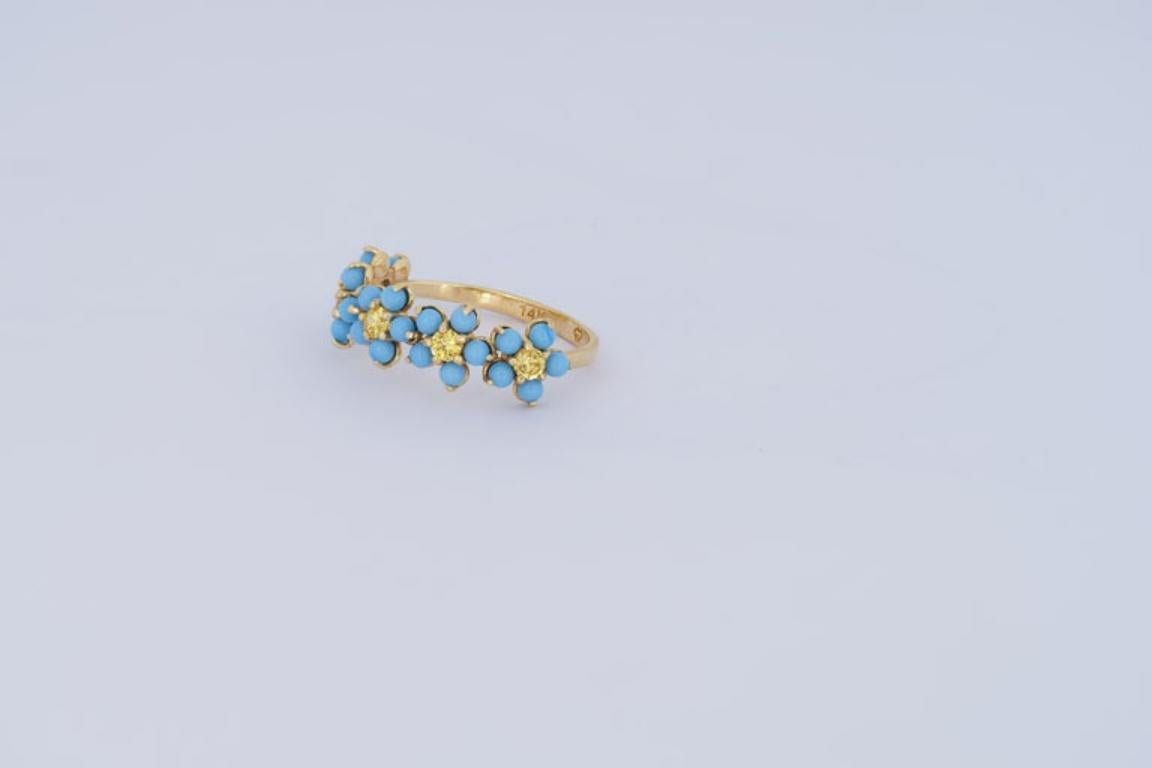 Forget Me Knot Flower 14k Gold Ring 7