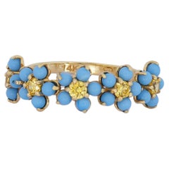 Forget me knot flower 14k gold ring