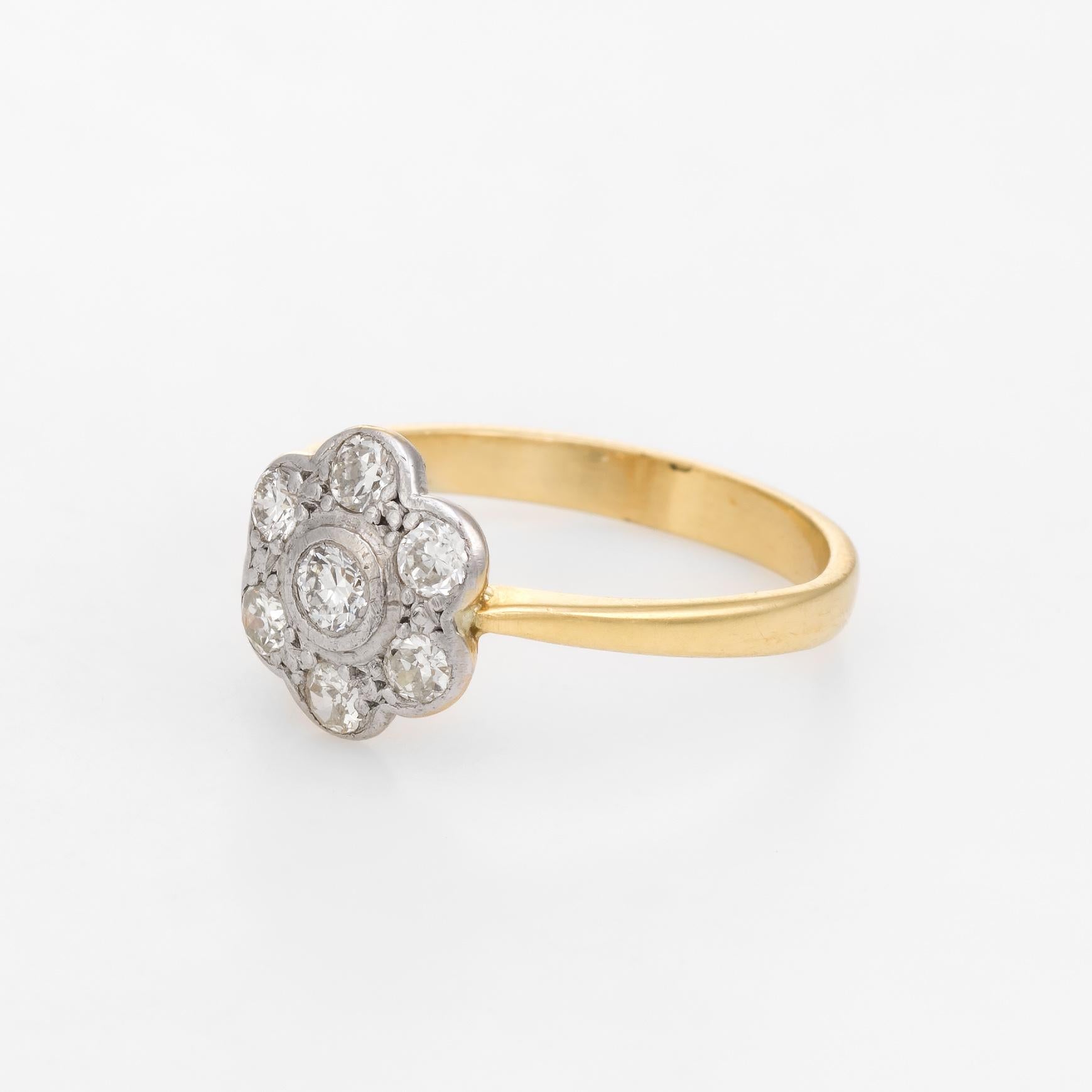 Vergissmeinnicht Antiker Viktorianischer Diamant Cluster Ring Vintage 18k Gold Platin Damen