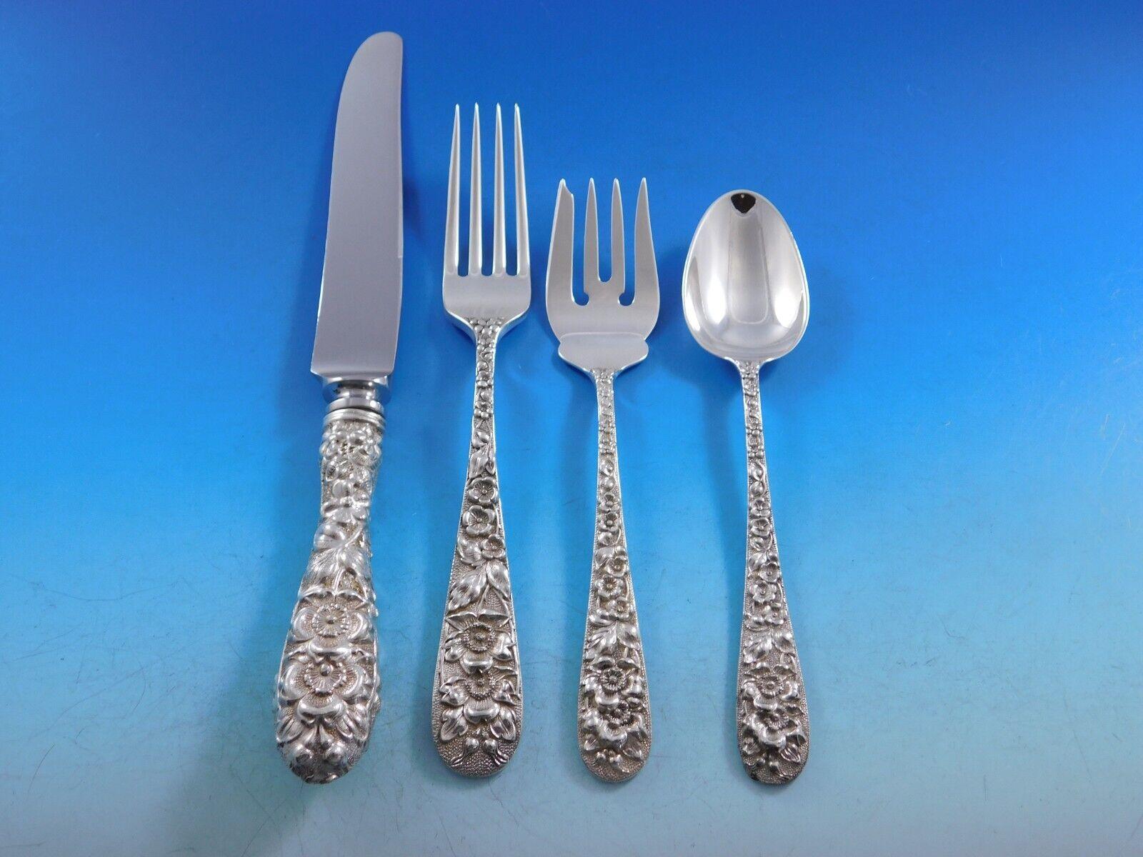Forget Me Not by Stieff Sterling Silver Flatware Service for 8 Set 56 pieces In Excellent Condition For Sale In Big Bend, WI