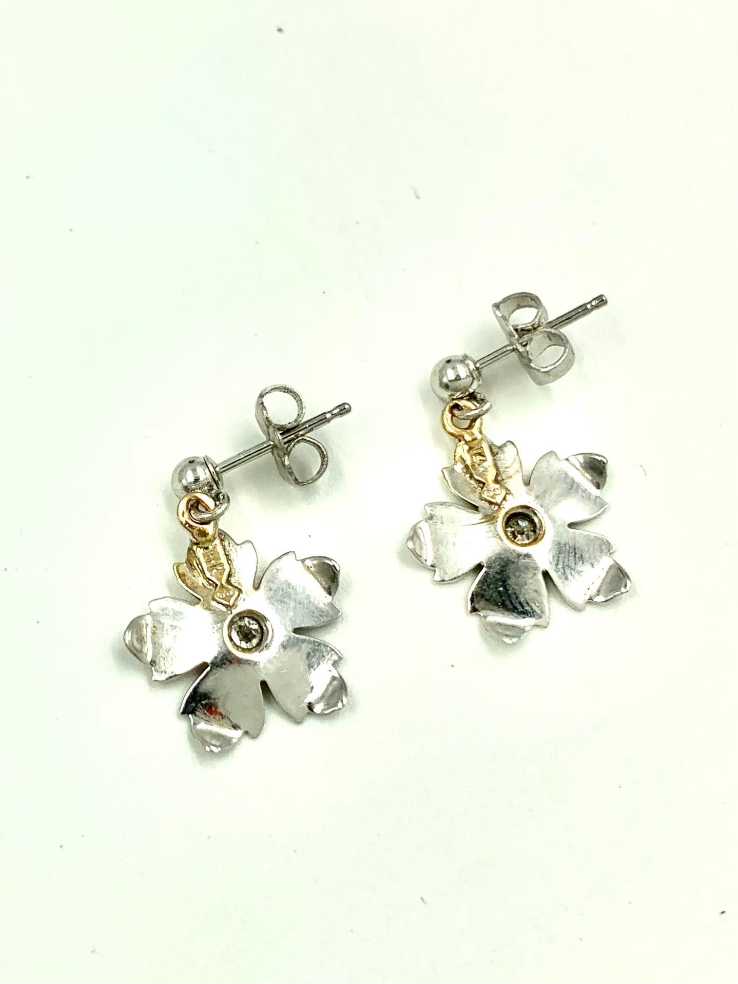 white flower dangle earrings
