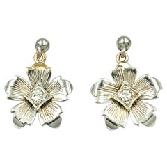 Forget Me Not Diamond 14K White Gold Flower Dangle Earrings