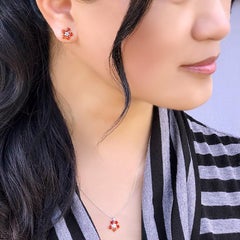 Forget-Me-Not Fire Opal and Diamond Flower Studs 18 Karat