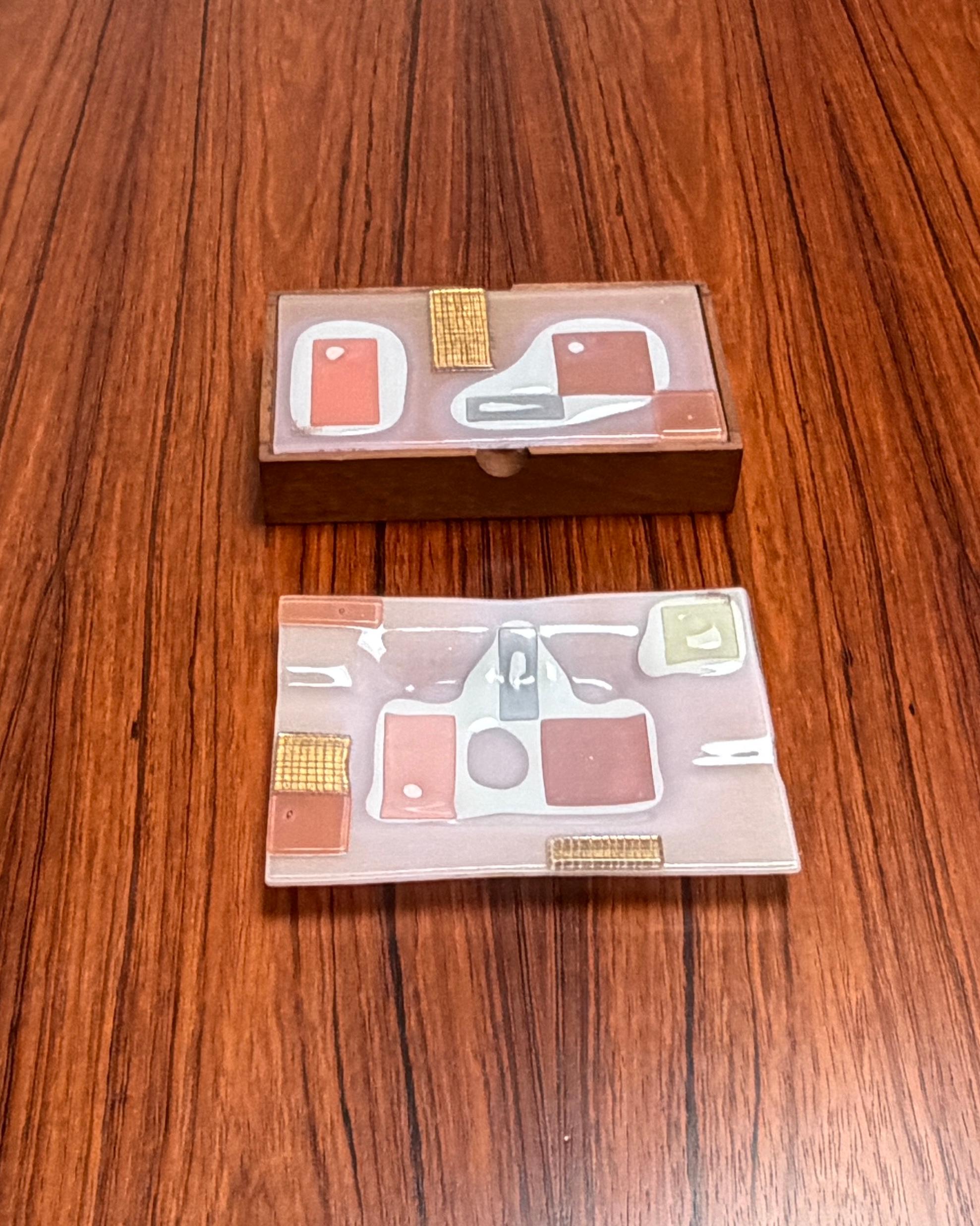 Glass Forget Me Not Lidded Box and Tray by Michael & Francis Higgins For Sale