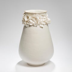 Forget Me Not Tall Vase in Porcelain and Gold, Floral Artwork by Amy Hughes