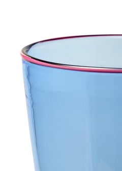 FORGET ME NOT vase light blue with baby pink rim, by Giberto Venezia