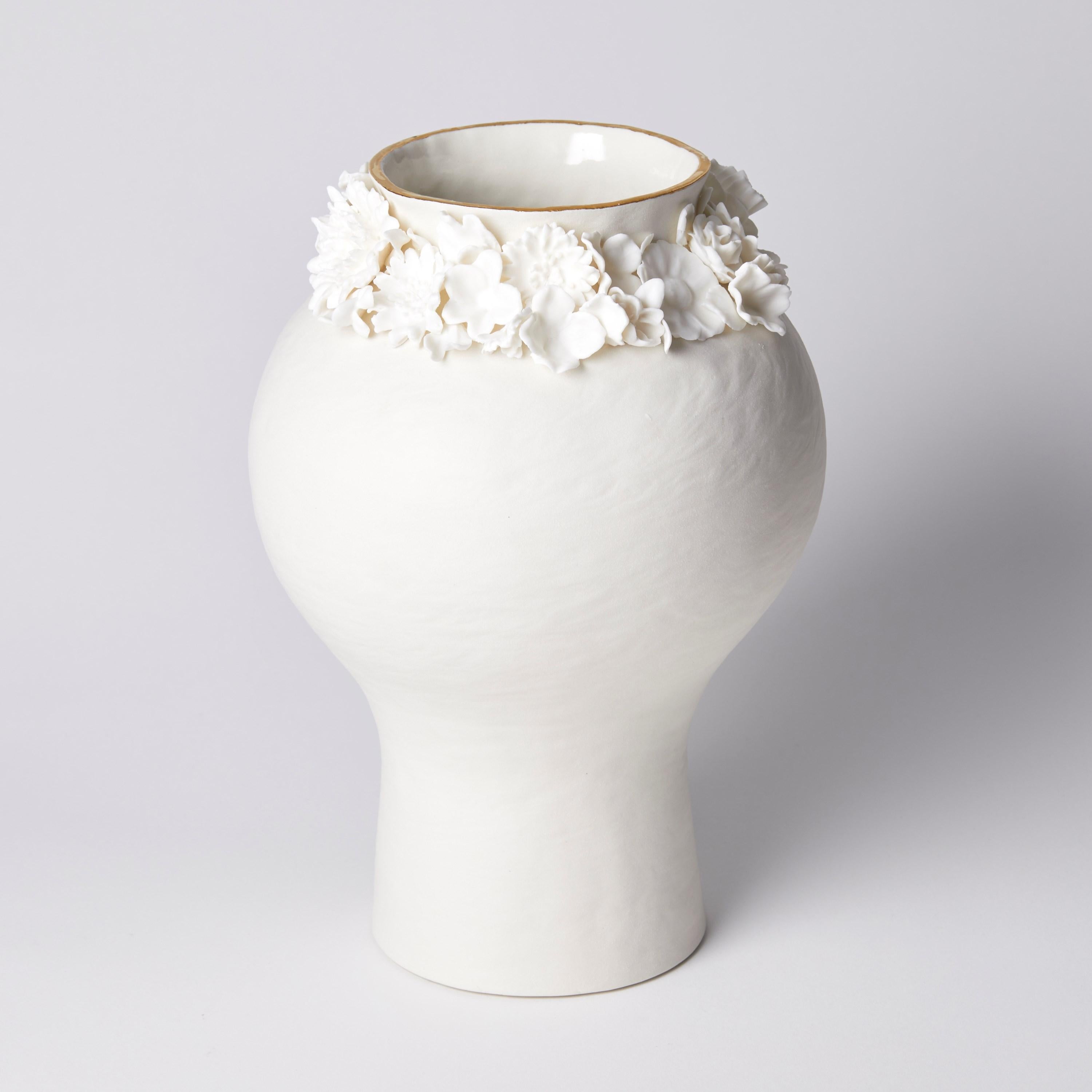 British Forget Me Not VI, Unique Porcelain Vase with Floral Decoration by Amy Hughes For Sale