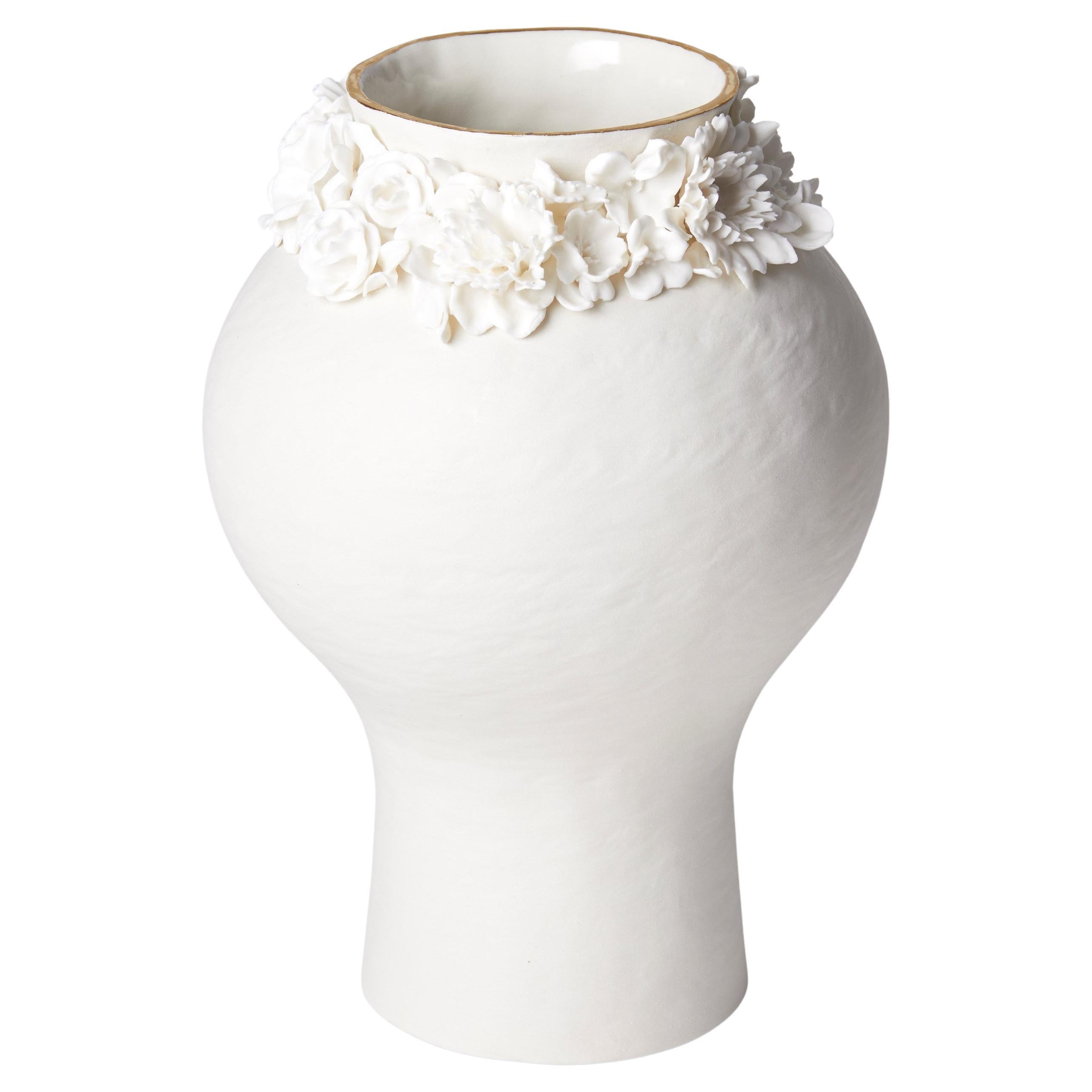 Forget Me Not VI, Unique Porcelain Vase with Floral Decoration by Amy Hughes For Sale