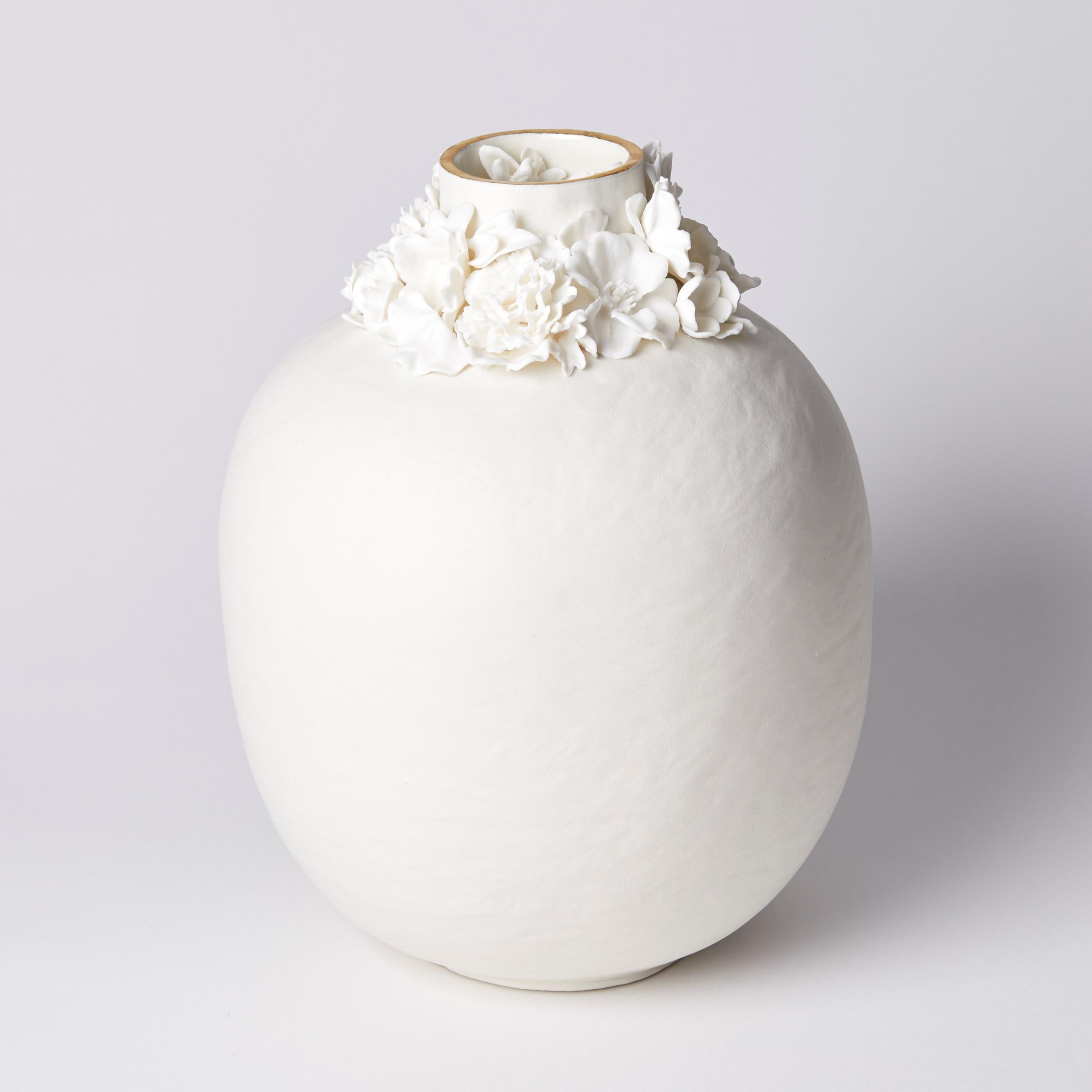 Organic Modern Forget Me Not VII, a Unique Porcelain Vase with Floral Decoration by Amy Hughes For Sale