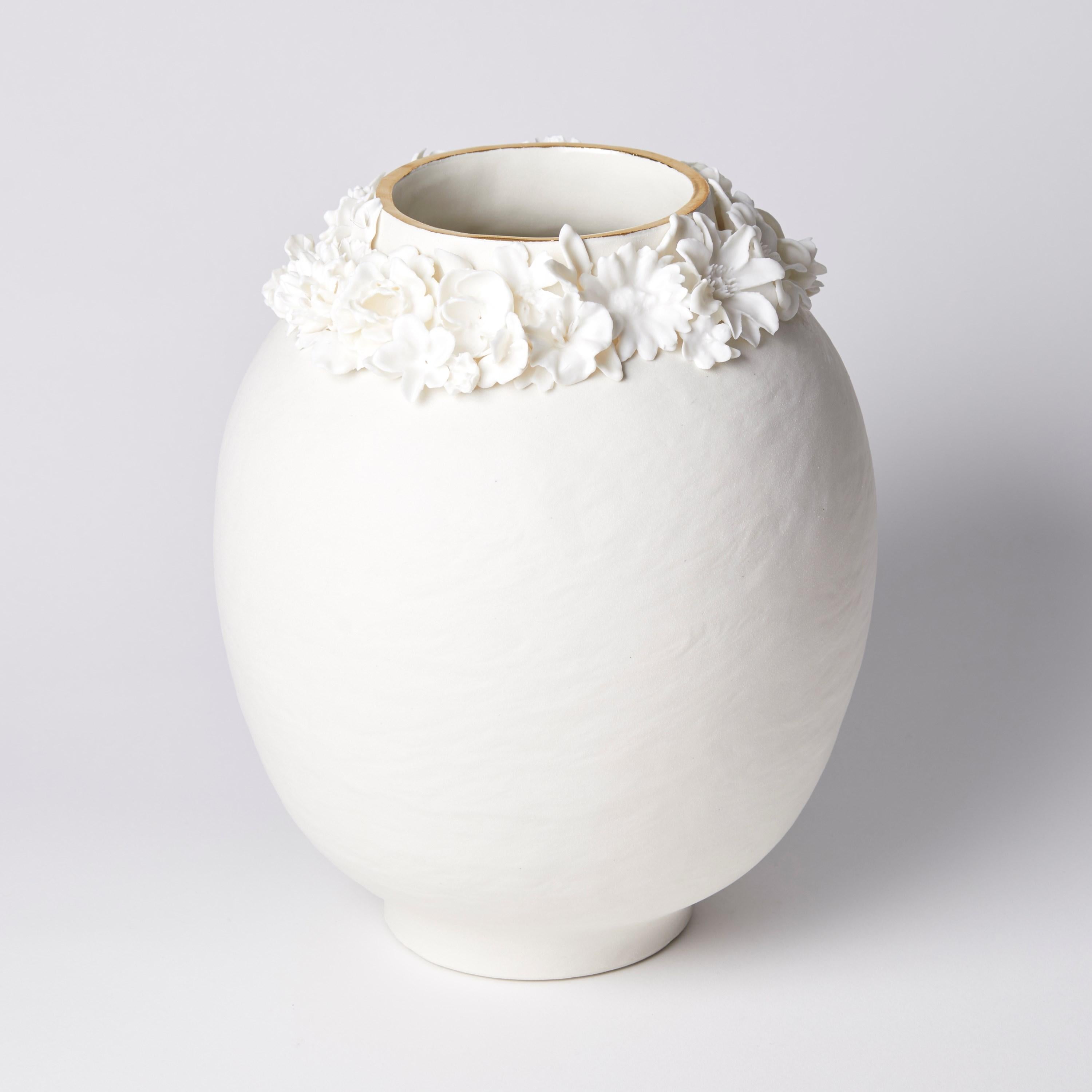 Organic Modern Forget Me Not VIII, Unique Porcelain Vase with Floral Decoration by Amy Hughes