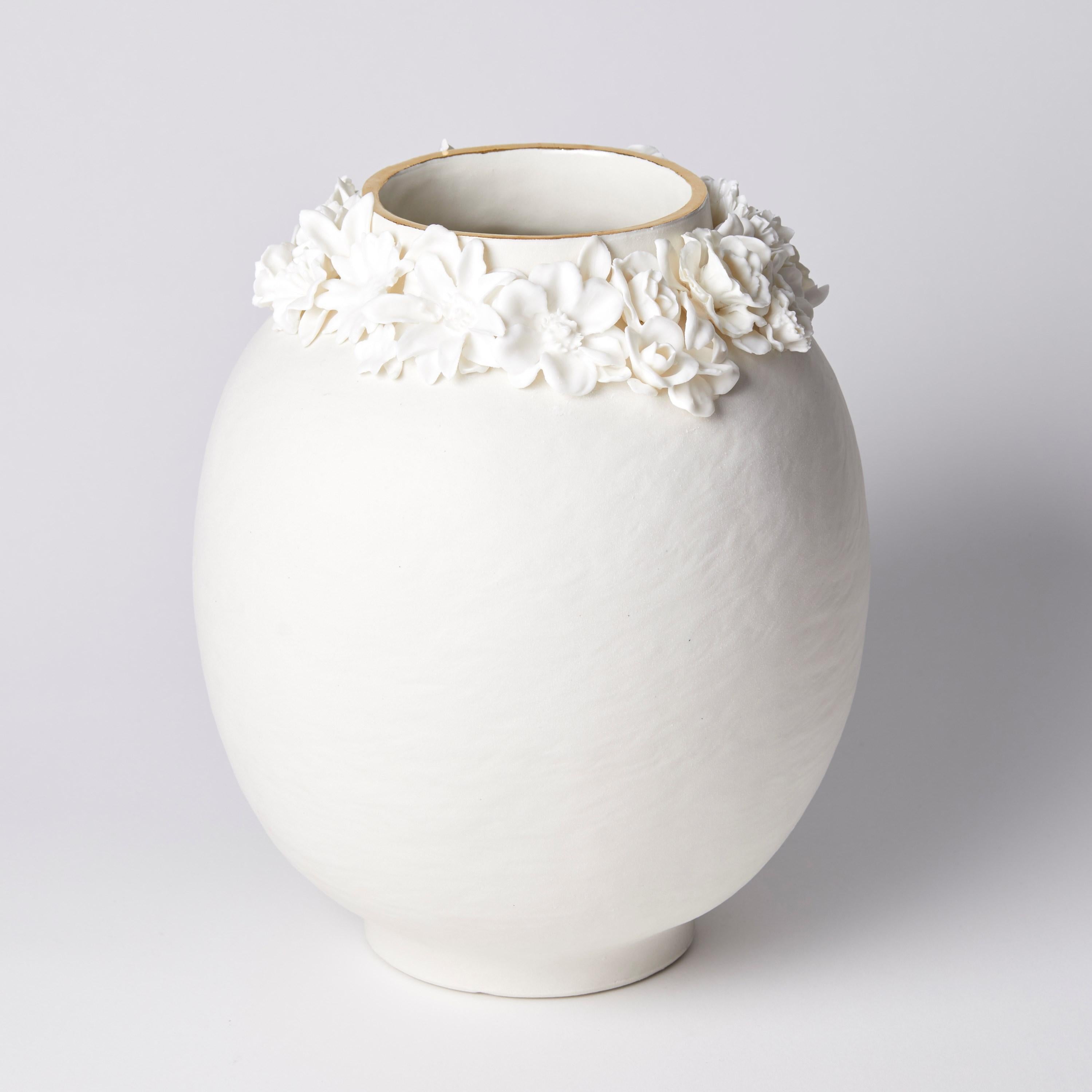 British Forget Me Not VIII, Unique Porcelain Vase with Floral Decoration by Amy Hughes