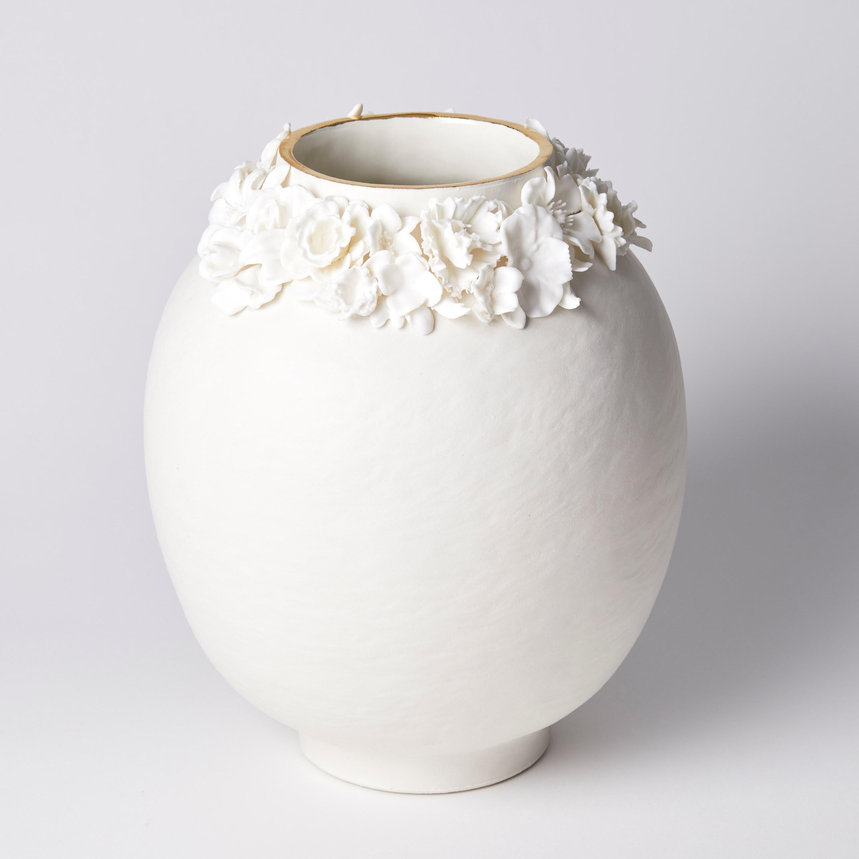 Hand-Crafted Forget Me Not VIII, Unique Porcelain Vase with Floral Decoration by Amy Hughes