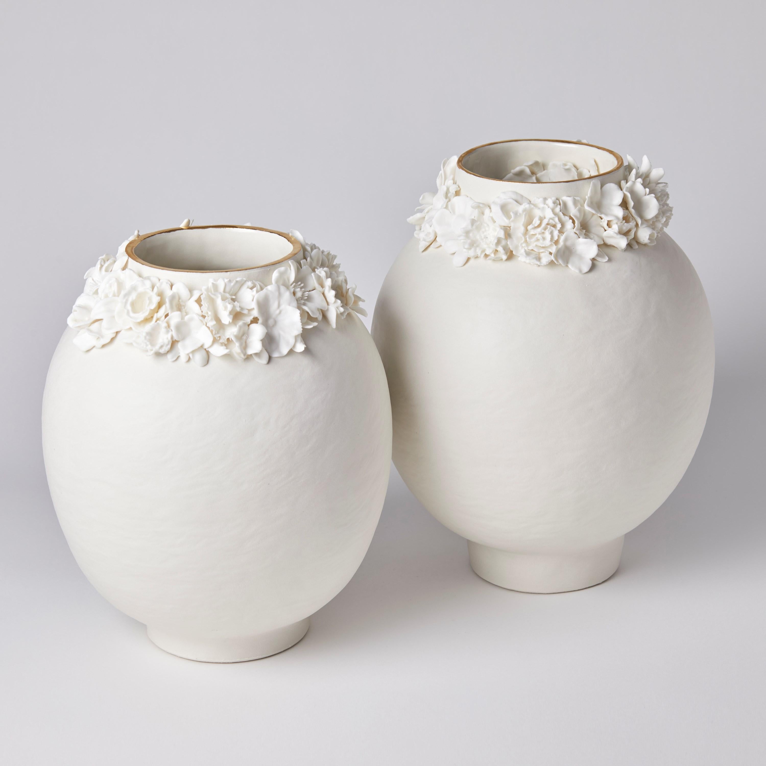 Contemporary Forget Me Not VIII, Unique Porcelain Vase with Floral Decoration by Amy Hughes