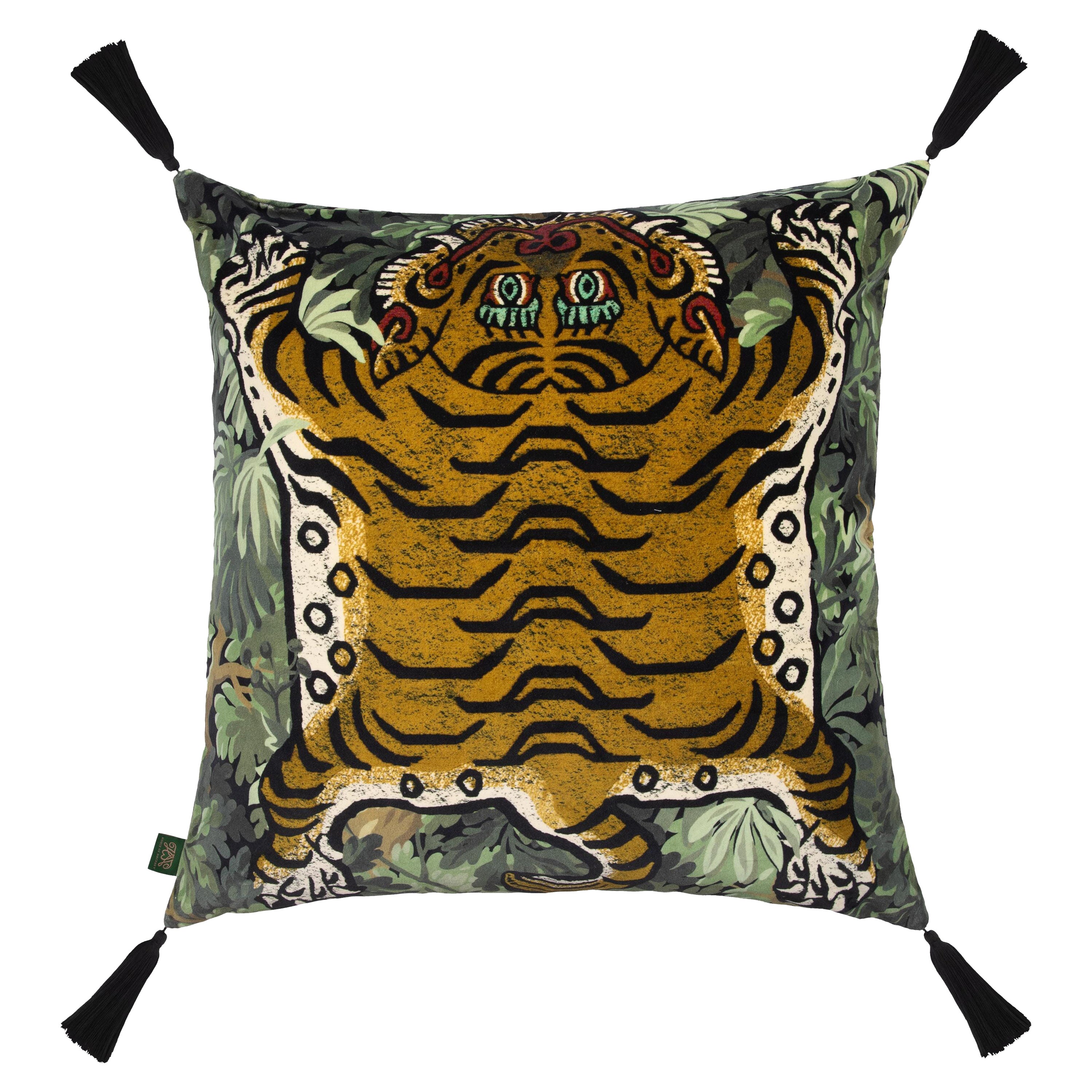 FORIS SABER grand coussin en velours à pompons - Noir