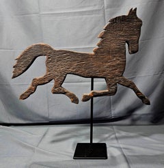 Fork Art A Cut Wood Trotting Horse Ornament With BlackPaint 19th Century