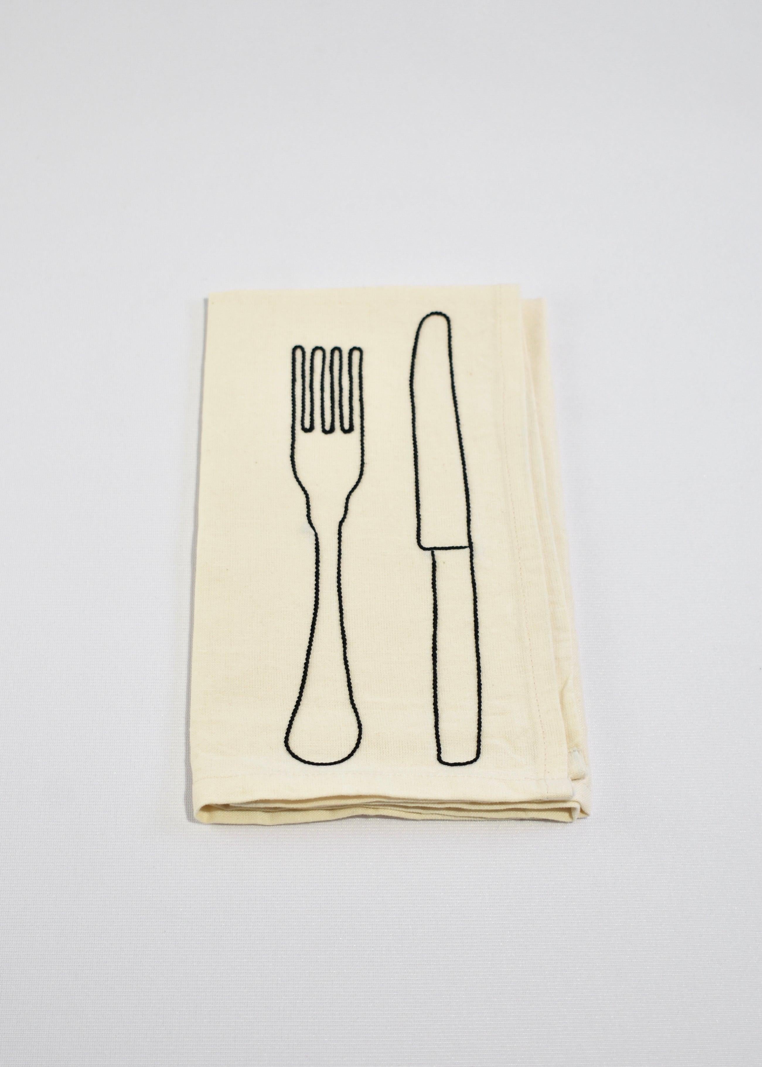 Modern Fork & Knife Napkin Set For Sale
