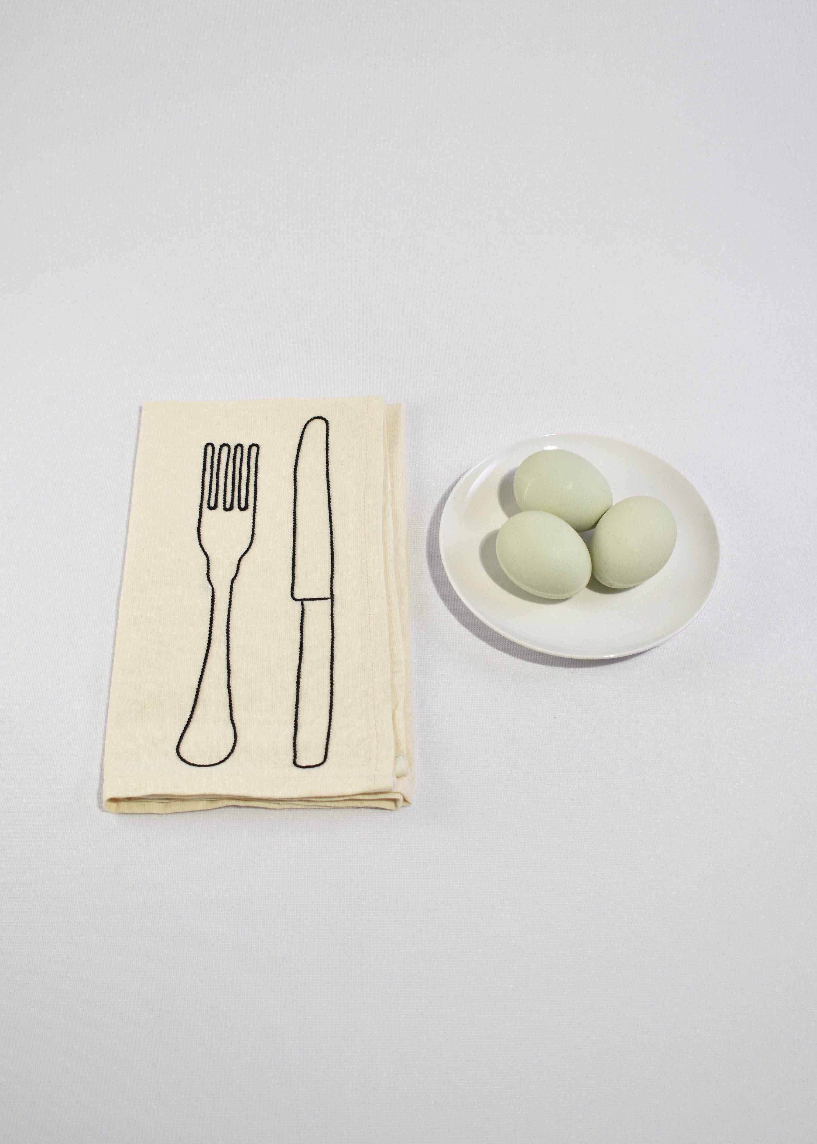 Contemporary Fork & Knife Napkin Set For Sale