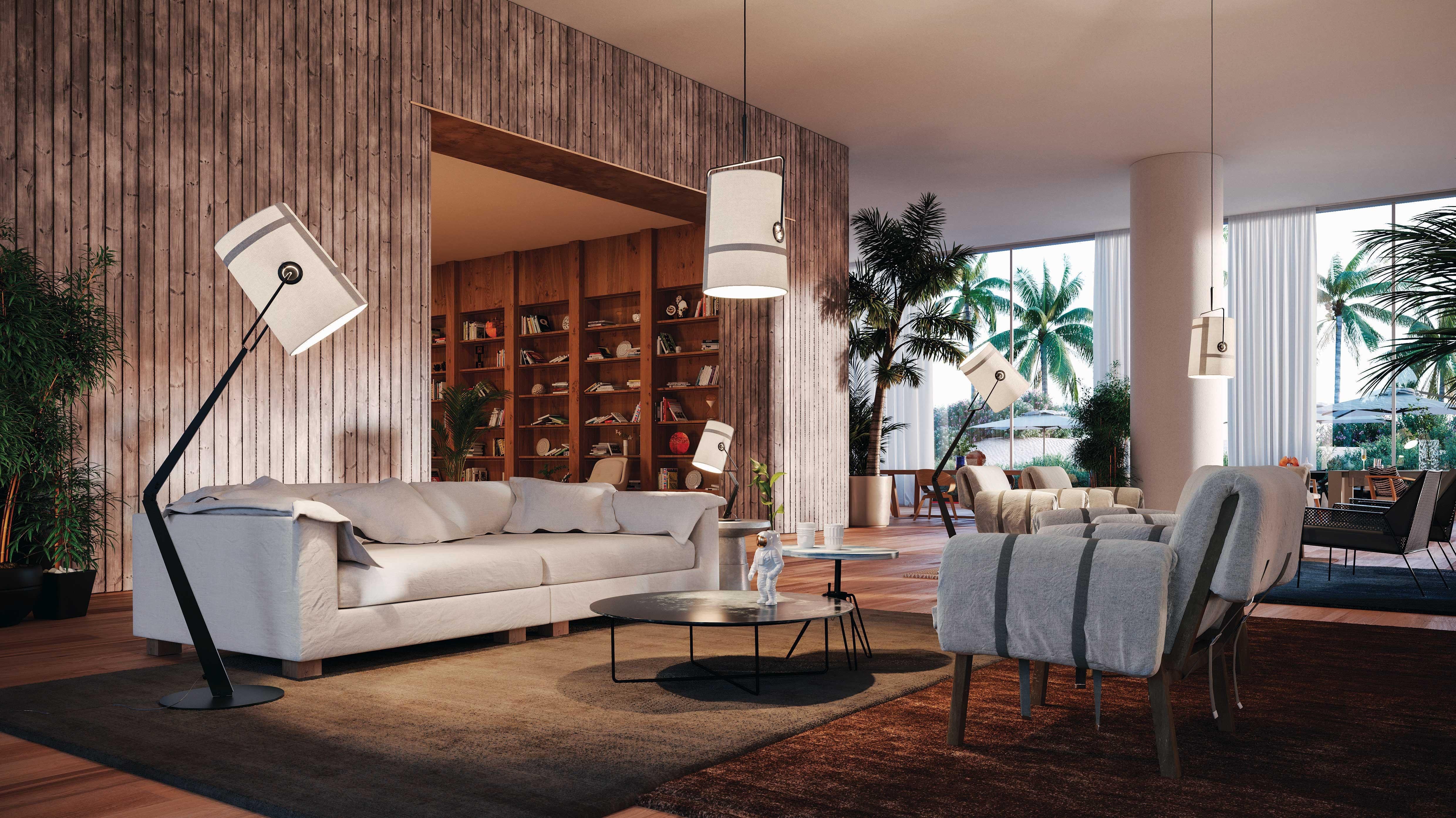 Just like when you turn on a lamp inside a camping tent, the light inside the diffuser highlights the patchwork structure and enhances the texture of the canvas with visible stitching as in jeans.

The linen cotton diffuser, available in ivory and
