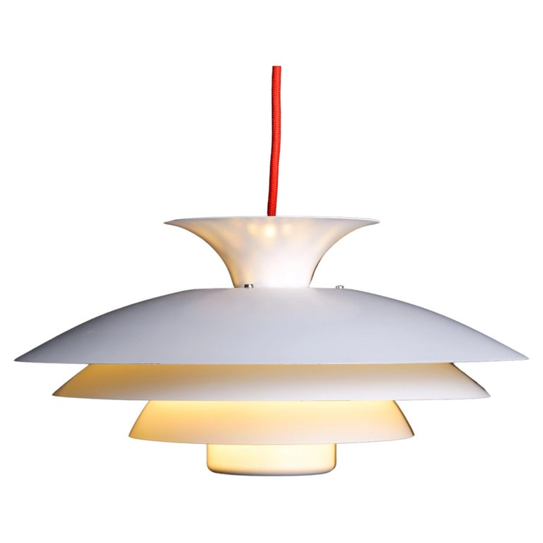 Form Light Pendant Lamp in white lacquered Aluminum, Denmark For Sale at