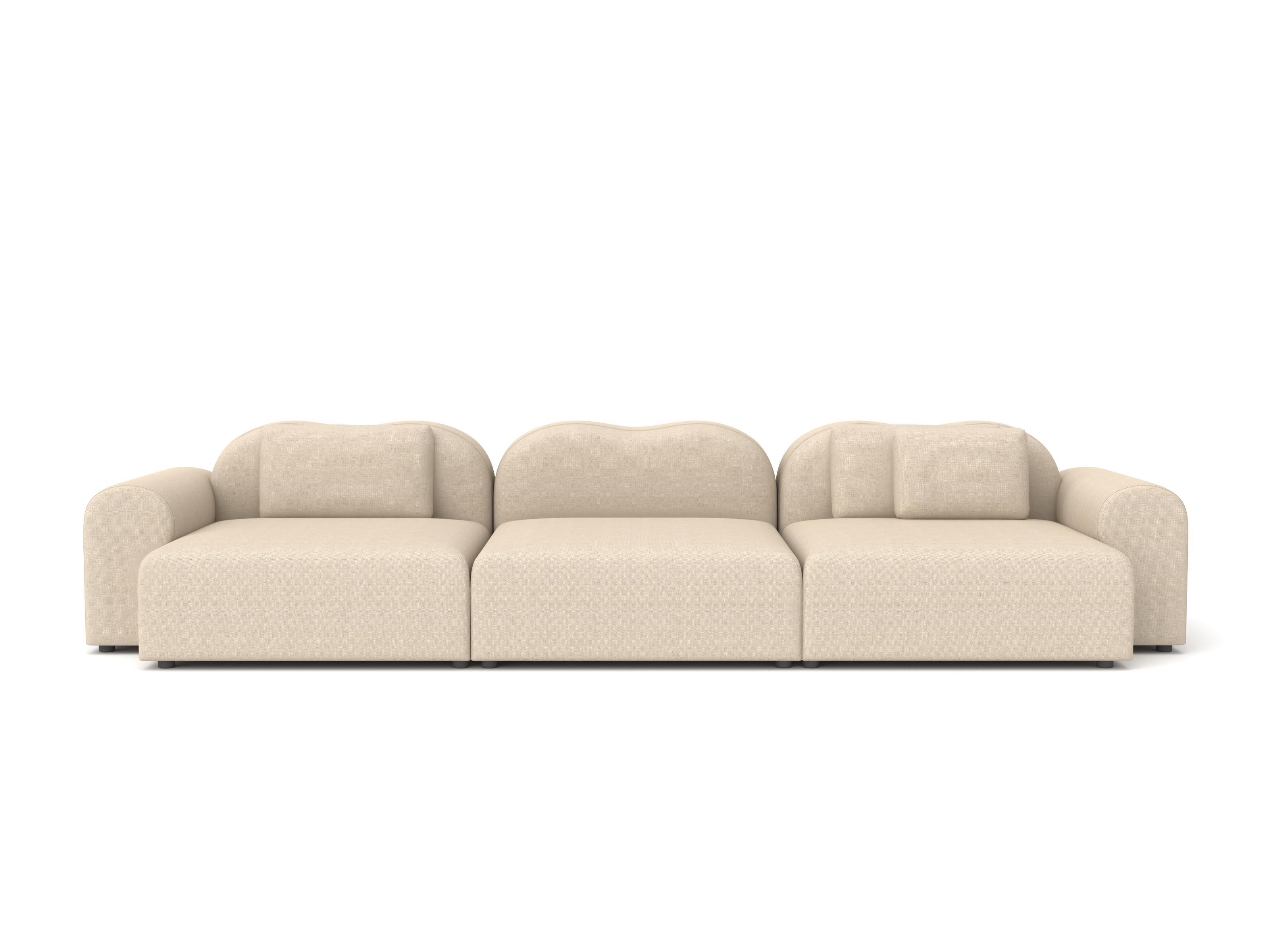 Divano modulare Form A di Formiing, Setup 13 (1x Chaise Lounge centrale grande-F1R, 2x Chaise Lounge con braccioli grandi-F1P, F1Q)
Fabrice: Hallingdal 200

Divano modulare: Assembla diversi moduli per creare la tua composizione. Disponibile in