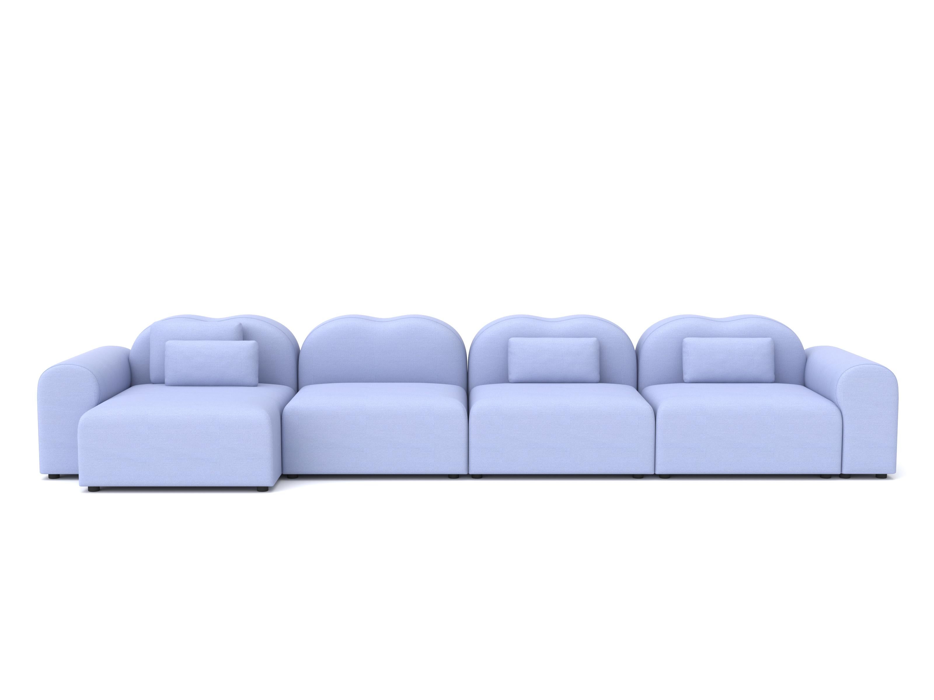 Form Modular Sofa von Formiing, Setup 17 (1x Armlehne Chaise Lounge-F1M, 2x Center-F1C, 1x Armlehne-F1B)
Stoff: Planum 711

Modulares Sofa: Stellen Sie verschiedene Module für Ihre eigene Komposition zusammen. Erhältlich in einer breiten Palette von