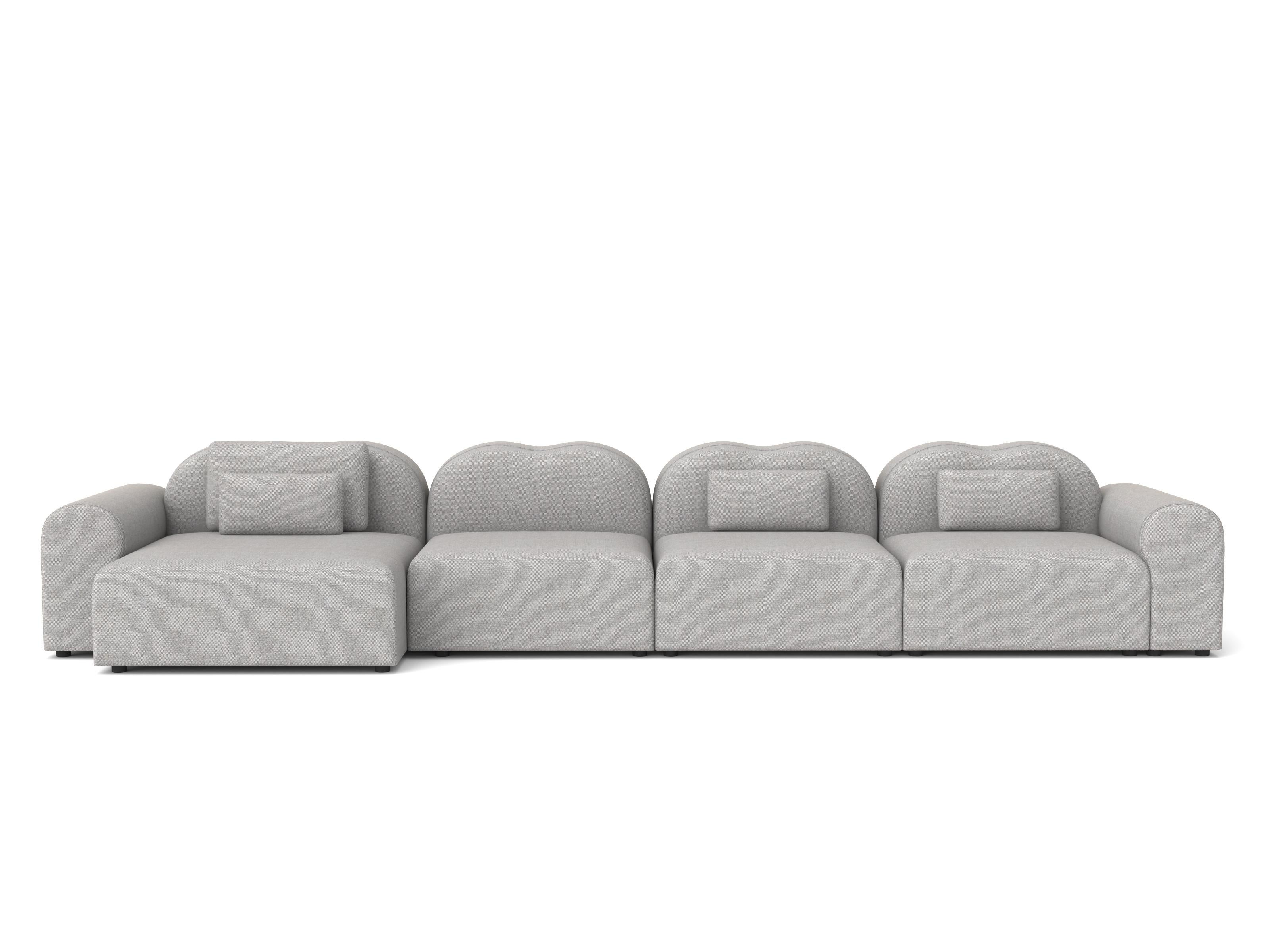 Sofá modular Form de Formiing, configuración 19 (2 centrales-F1C, 1 con reposabrazos-F1B, 1 con reposabrazos grande Chaise Lounge-F1P)
Tejido: Re-lana 108

Sofá modular: Monta diferentes módulos para tu propia composición. Disponible en una amplia