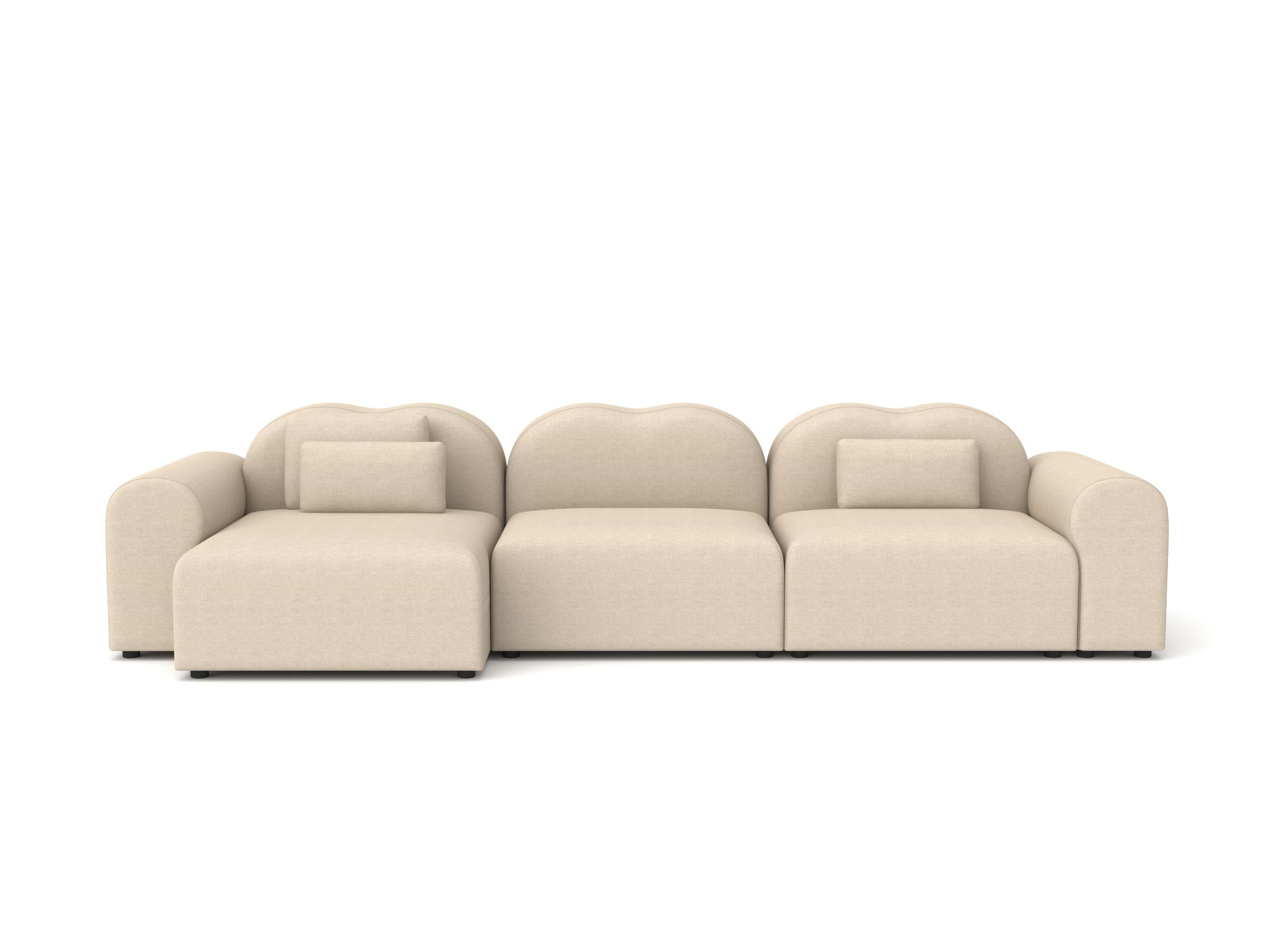 Sofá modular Form de Formiing, configuración 9 (1 chaise longue con reposabrazos izquierdo-F1M, 1 central-F1C, 1 con reposabrazos-F1B)
Tejido: Hallingdal 200

Sofá modular: Monta diferentes módulos para tu propia composición. Disponible en una