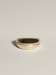 Form Ring II in Recycled 14K Yellow Gold & Pavé Diamonds by J. Hannah