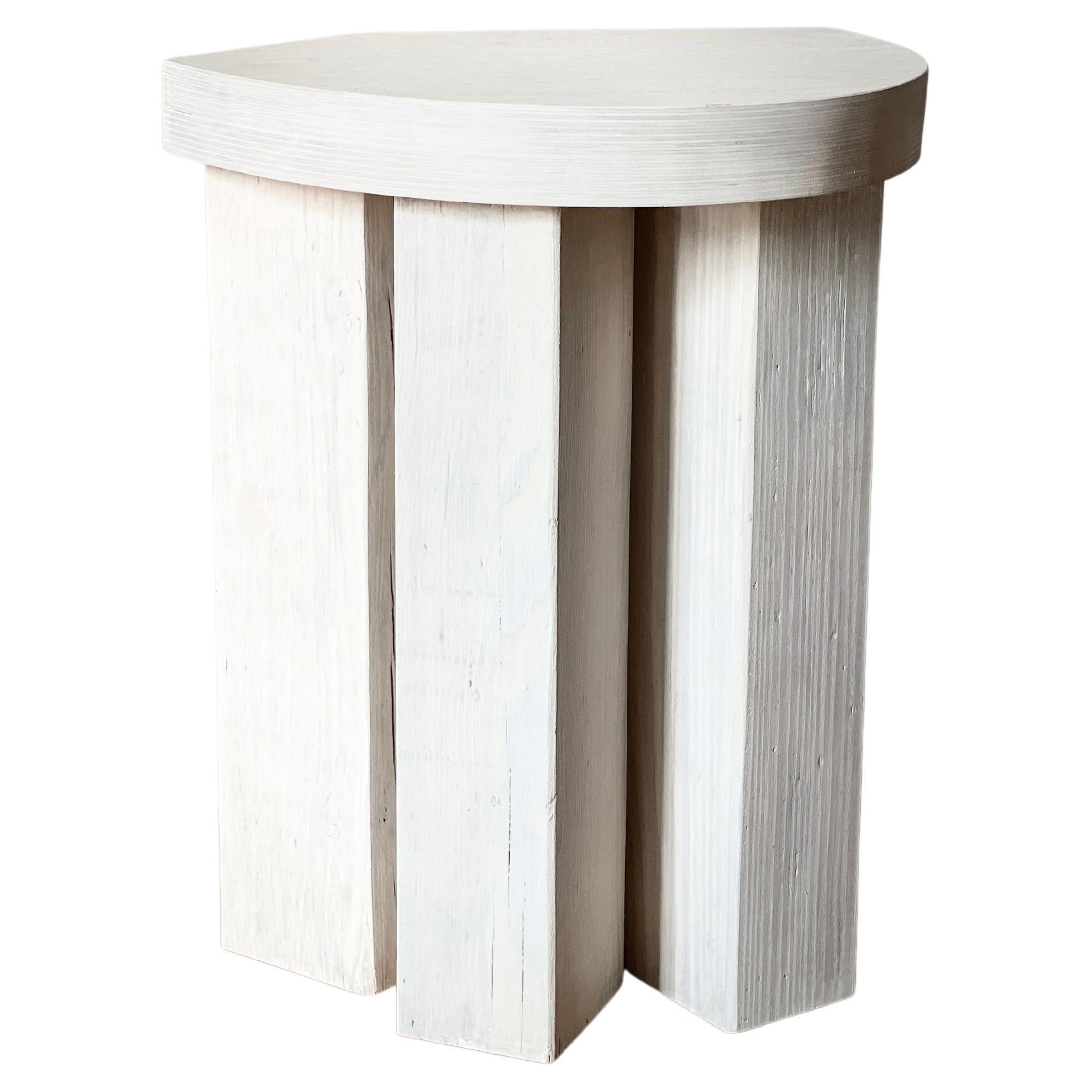 Form White Wood Stool Side Table by Goons For Sale