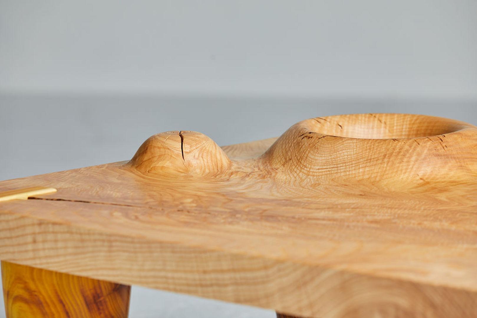 Organic Modern Form Table 003 in Figured Ash and Osage Orange For Sale