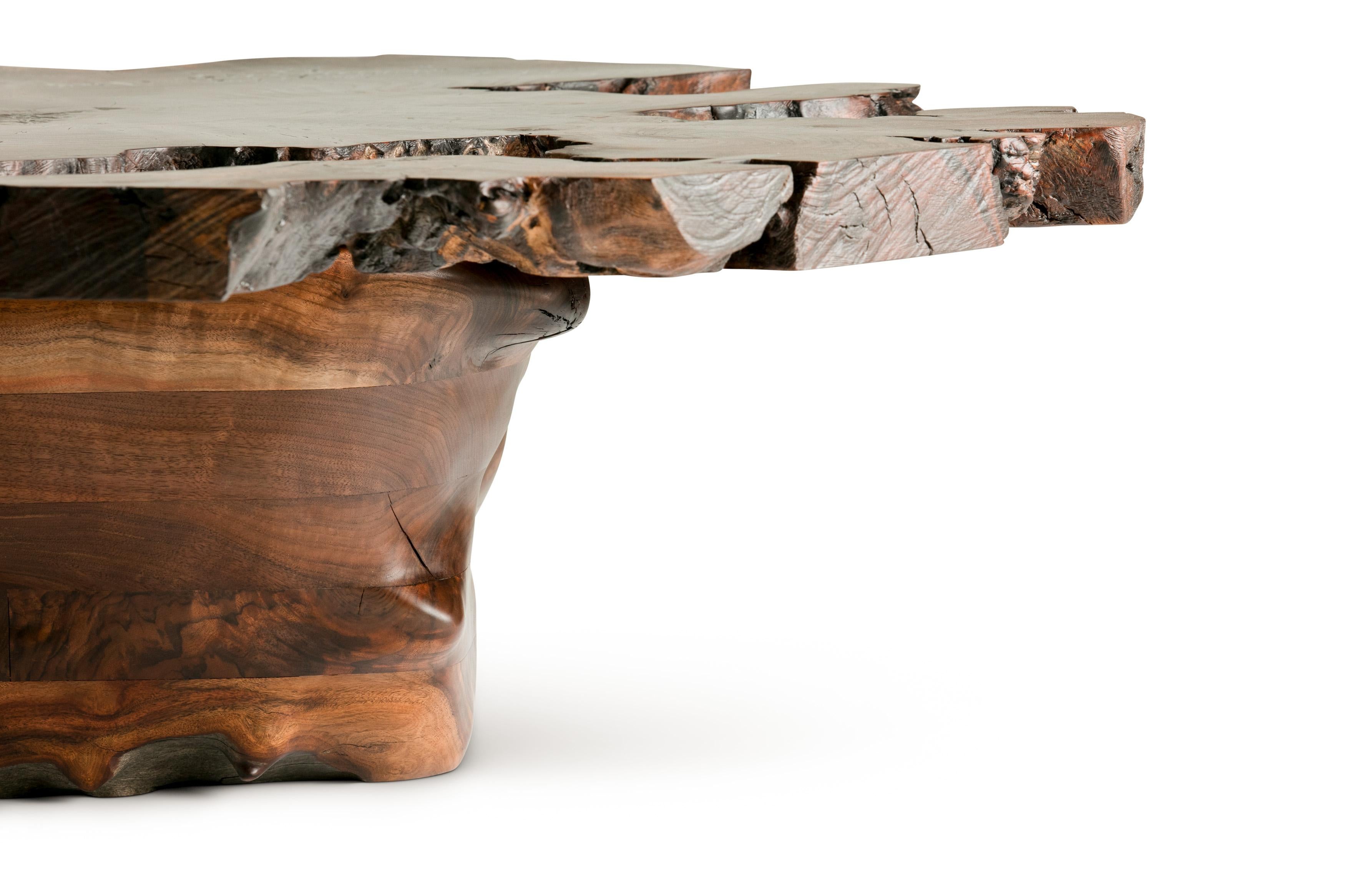 American Form Table 004 in Claro Walnut with Gabon Ebony Details For Sale