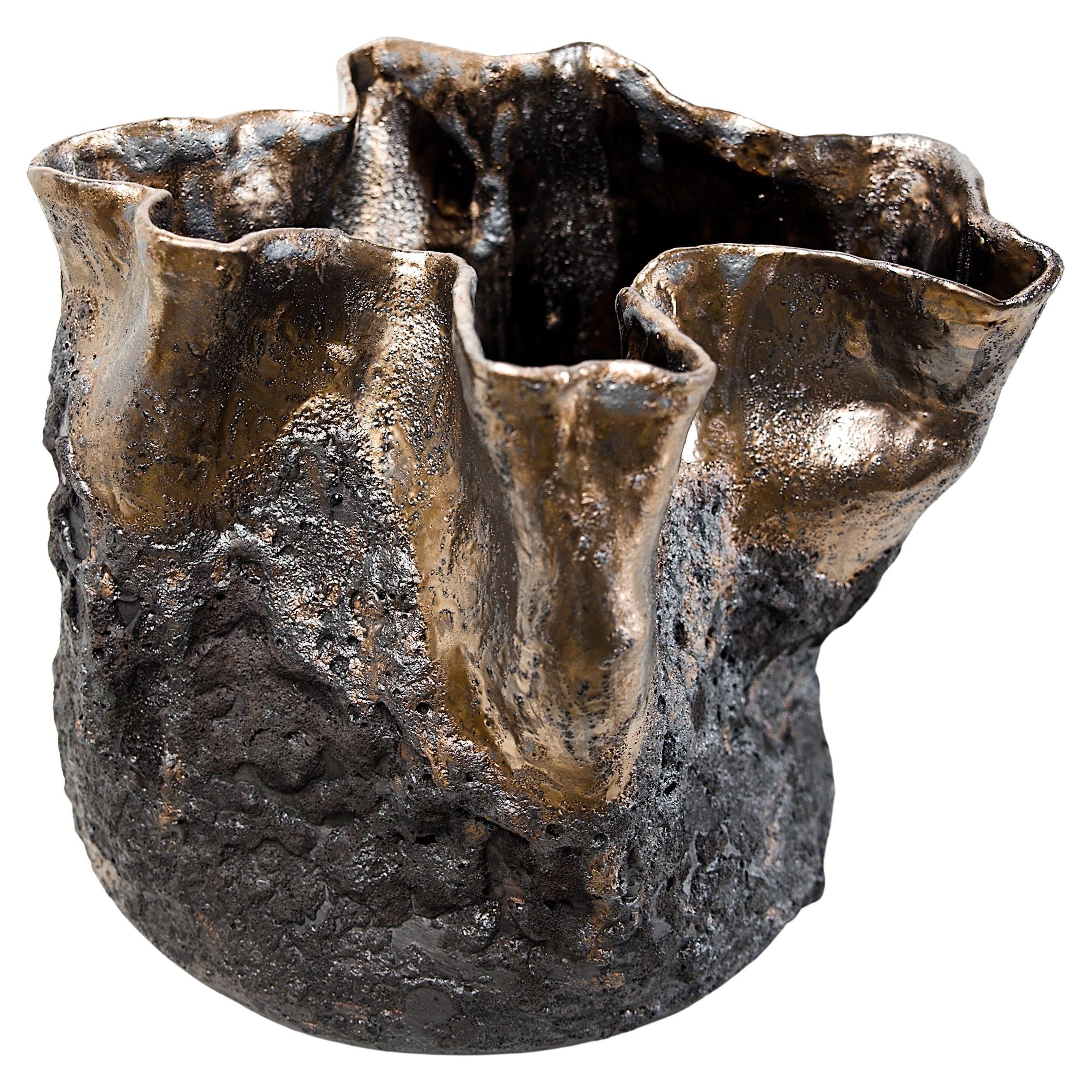 Vaso Forma Textura Lava Negra