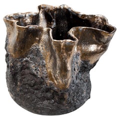 Vaso Forma Textura Lava Negra