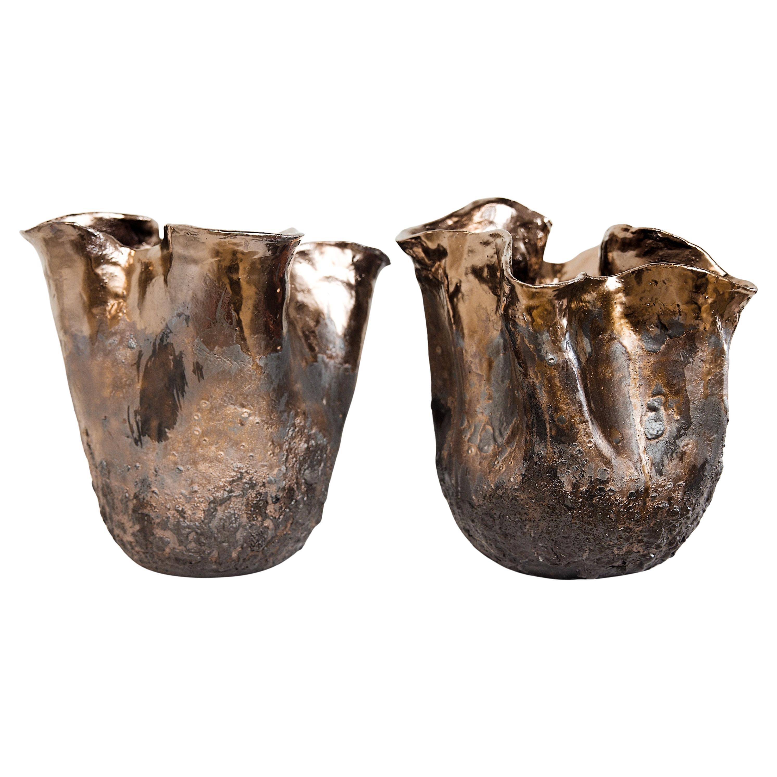 Forma Black Lava texture Vessels Rounded- Two Available