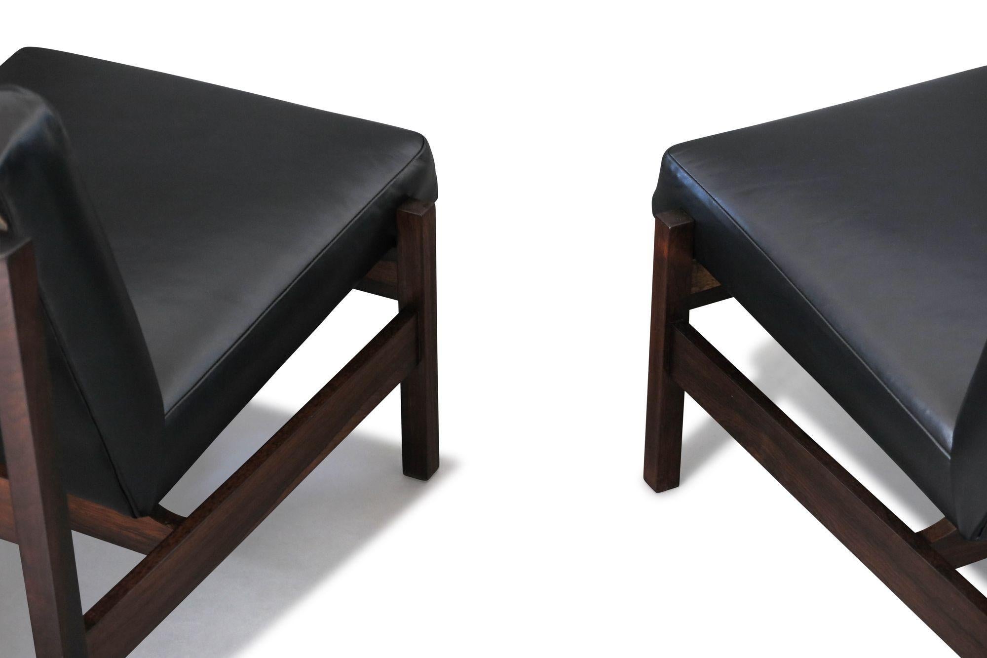 Forma Brazil Loungesessel aus Palisanderholz in schwarzem Leder im Angebot 4