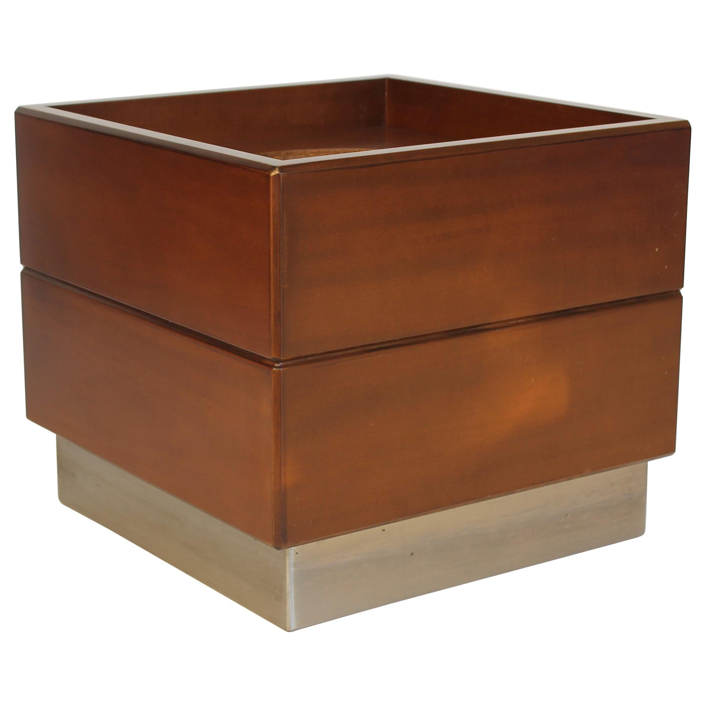 Forma Nova 1978 Rosewood and Metal Planter For Sale