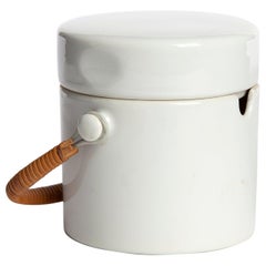 "Forma" Series Porcelain Sugar Bowl with Cane Handle by La Gardo Tackett, 1960