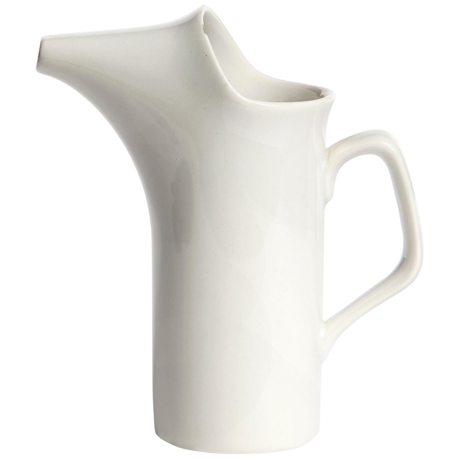 "Forma" Series Small White Pitcher by La Gardo Tackett, circa 1959 For