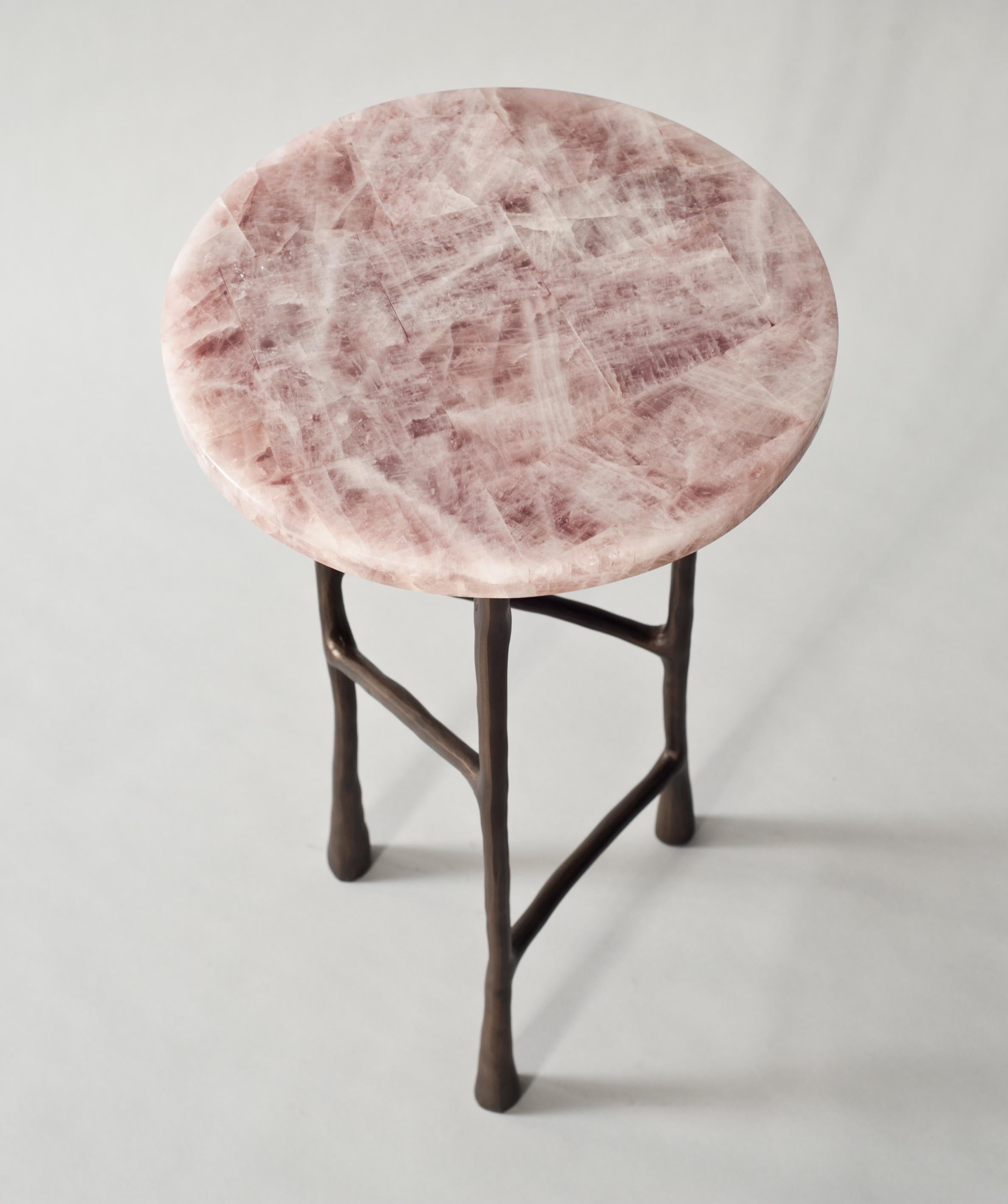 Modern Forma Side Table by DeMuro Das in Pink Quartz For Sale