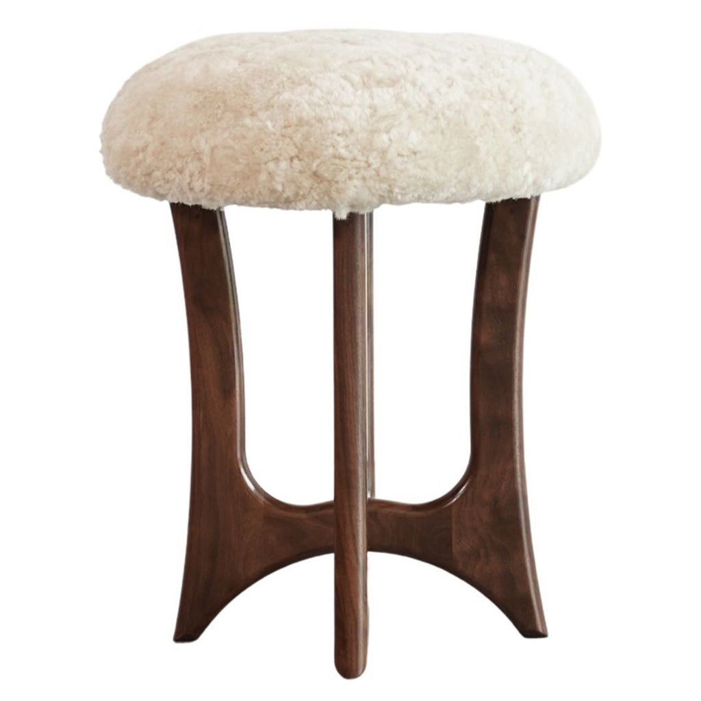 FORMA Stool in Special Walnut and Shearling by Stamford Modern