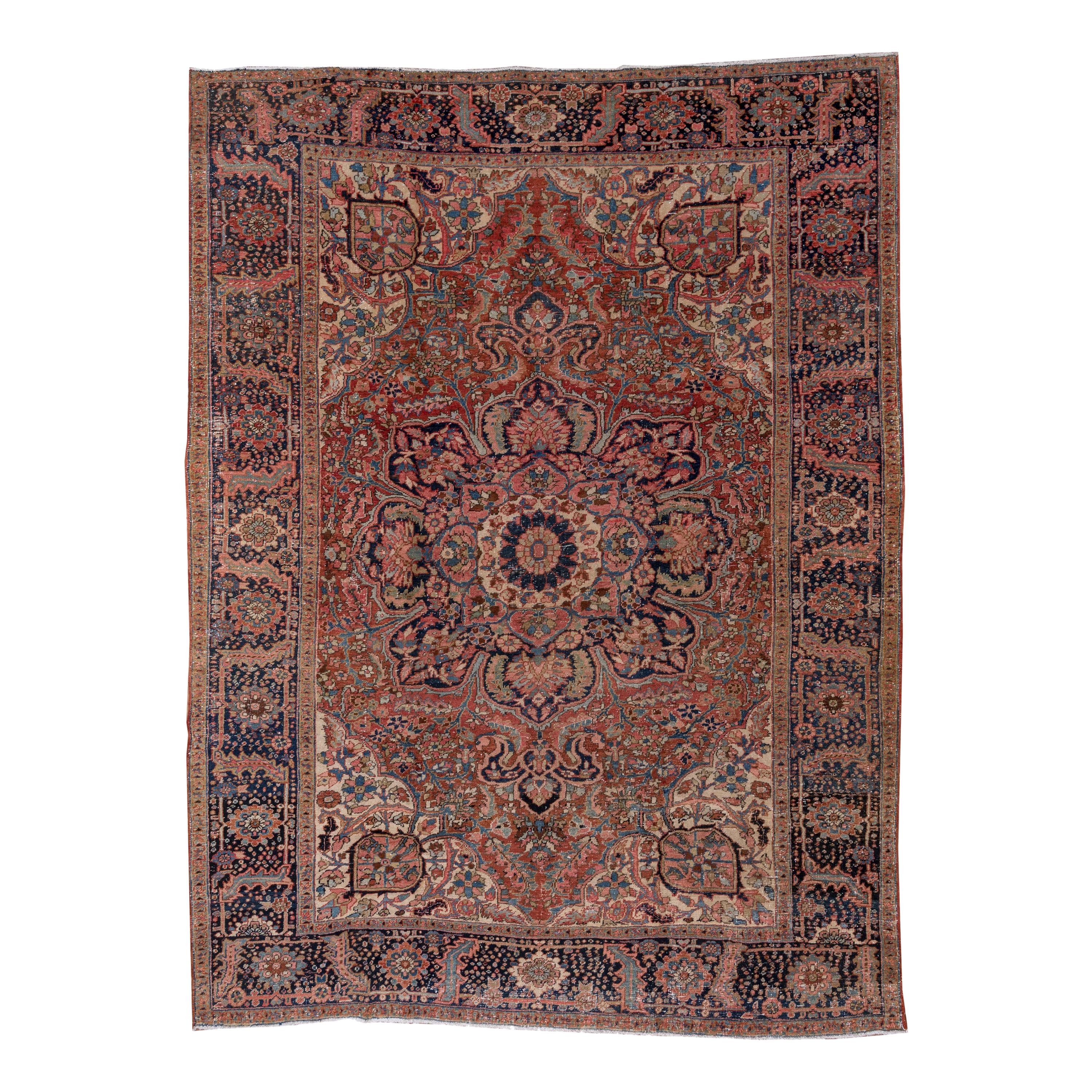 Formal and Rustic Antique Heriz Carpet