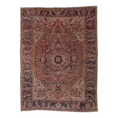 Formal and Rustic Antique Heriz Carpet