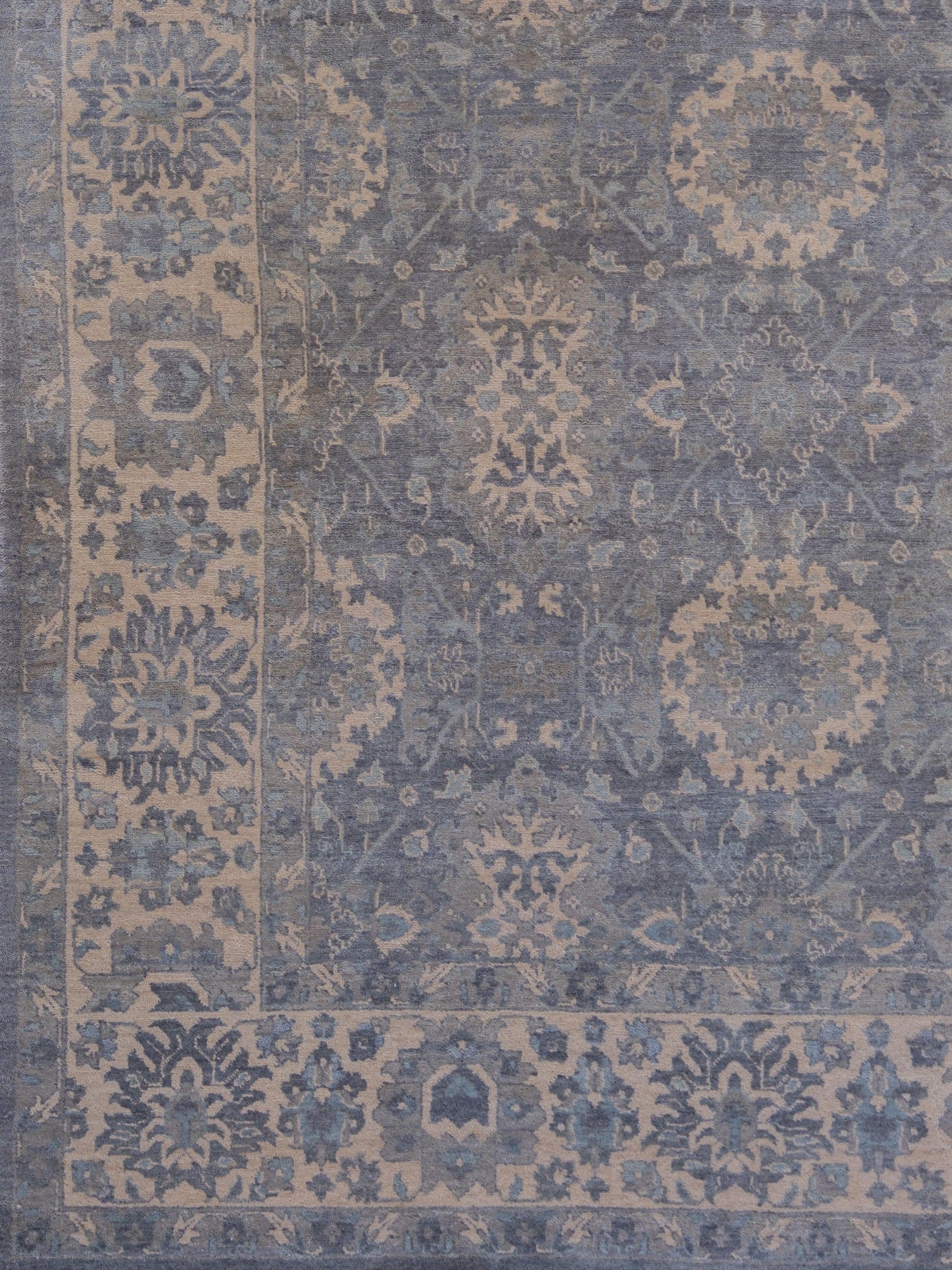Modern Formal and Transitional Grey Hand-Knotted Wool Persian Carpet, 9' x 12' For Sale
