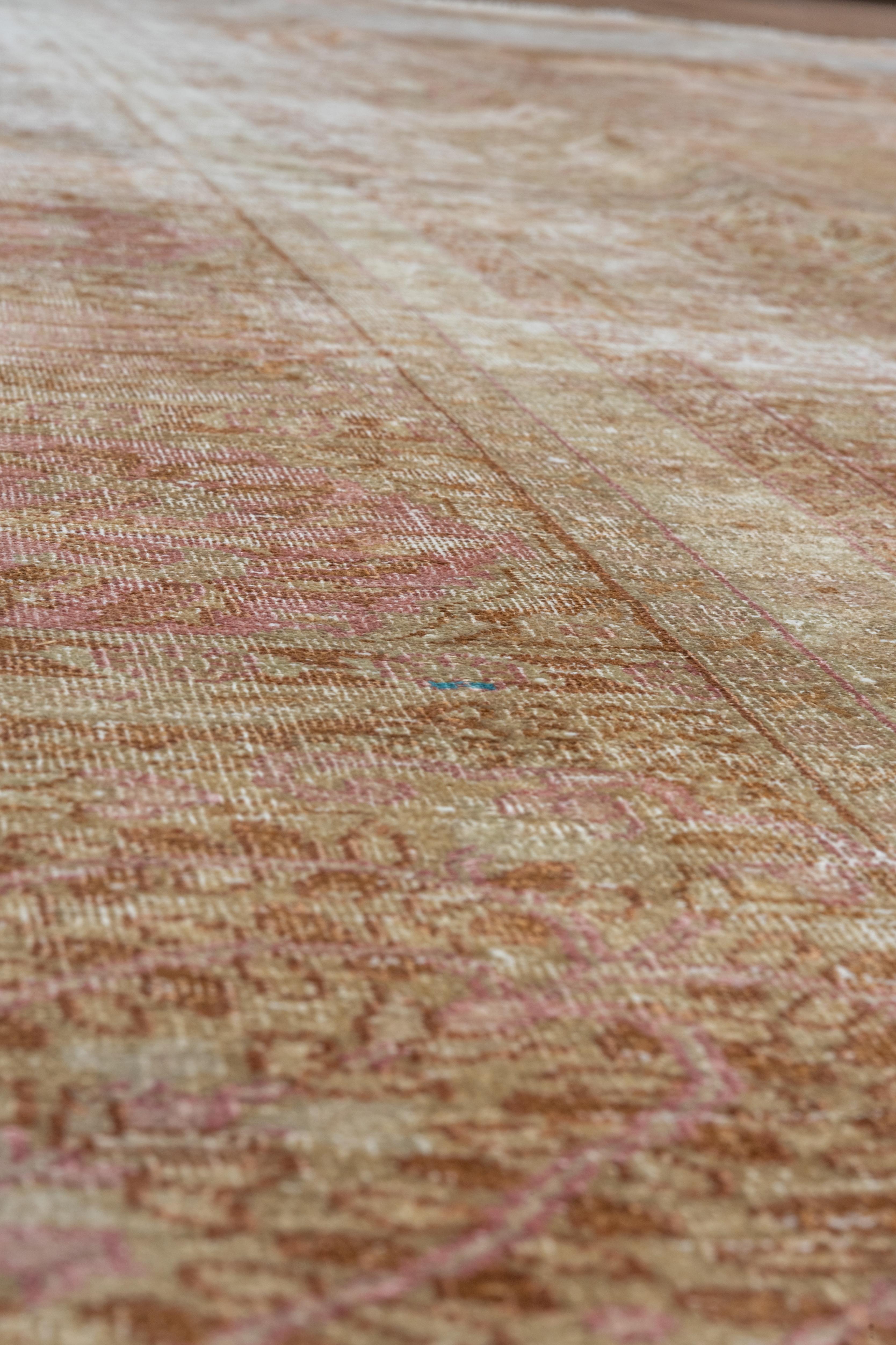 Mercerized Formal Antique Turkish Kaisary Rug with Pink Accents, Circa 1930s For Sale