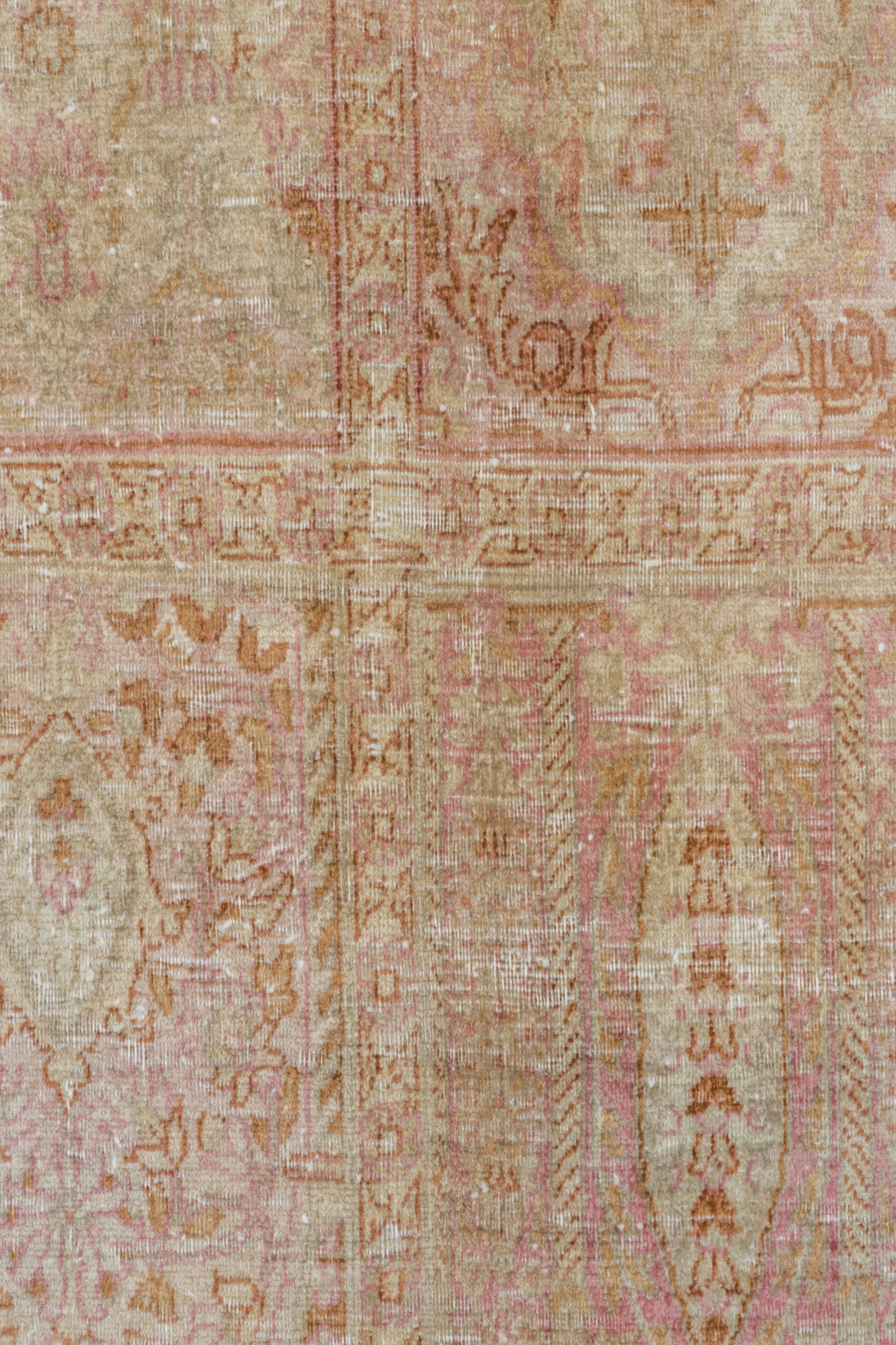 Mid-20th Century Formal Antique Turkish Kaisary Rug with Pink Accents, Circa 1930s For Sale