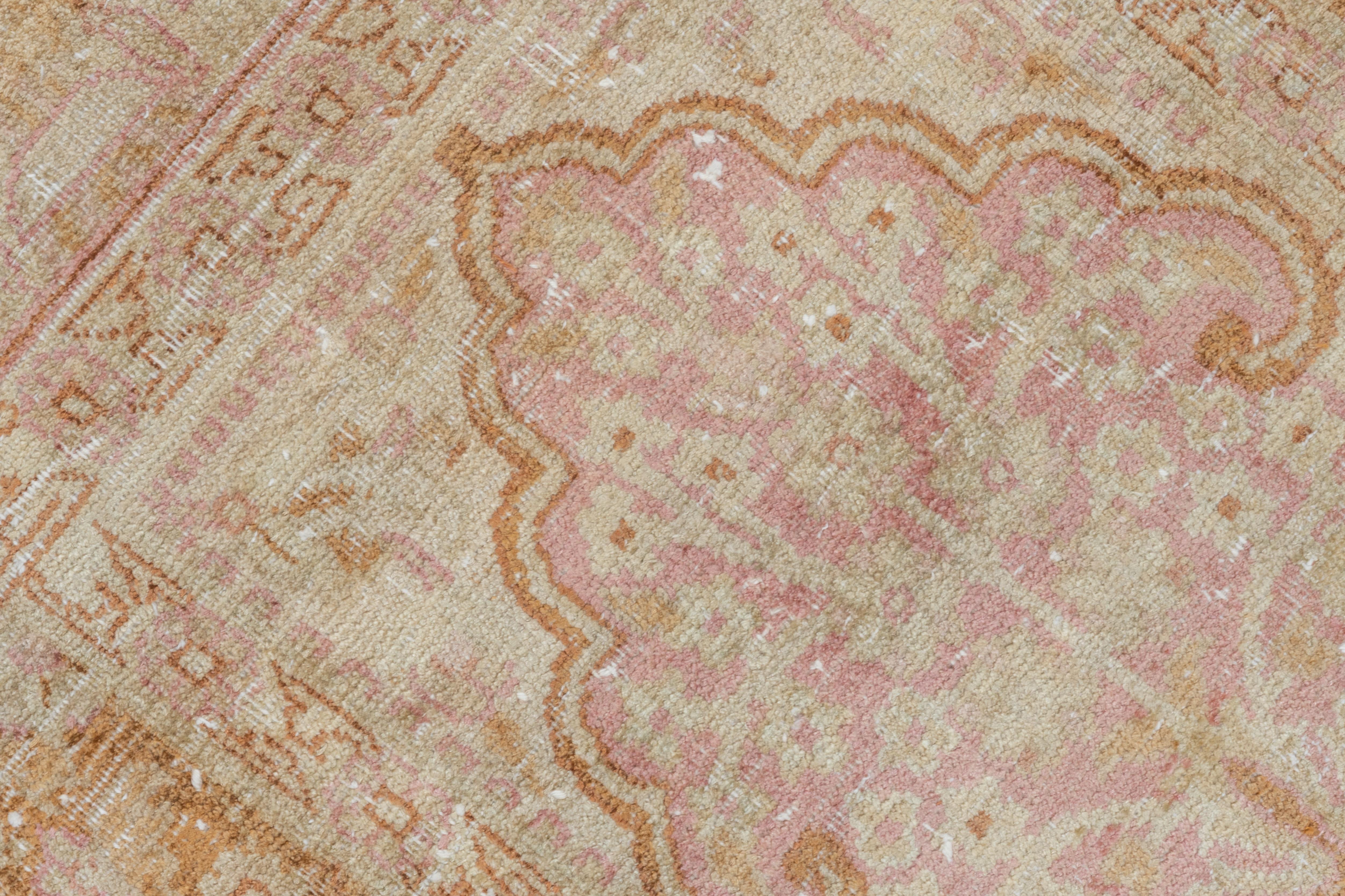 Cotton Formal Antique Turkish Kaisary Rug with Pink Accents, Circa 1930s For Sale