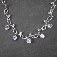 Formal Blue Topaz Heart Necklace 18 Inches