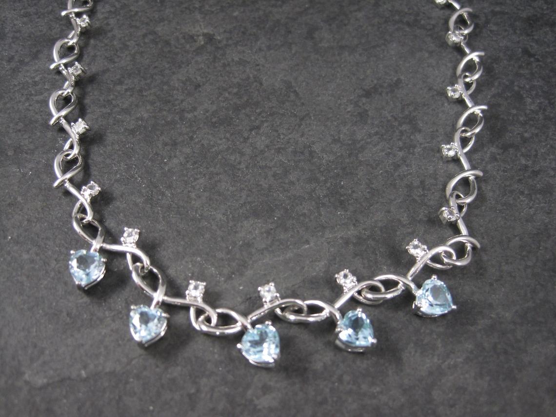 Heart Cut Formal Blue Topaz Heart Necklace 18 Inches For Sale
